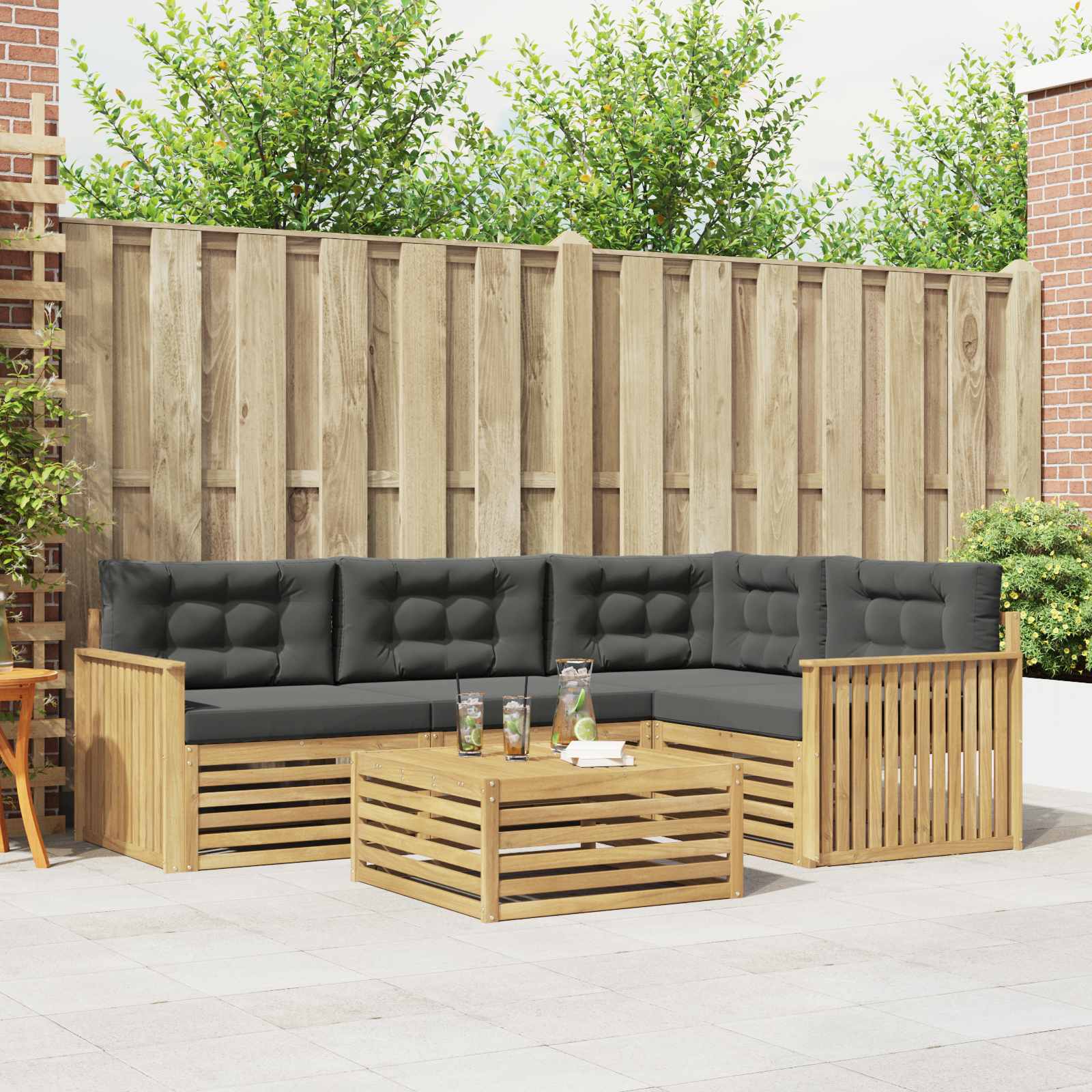 Buiten bankenset 5 pcs Wit en antracietkleurig 79 x 79 x 37 cm – afbeelding 1