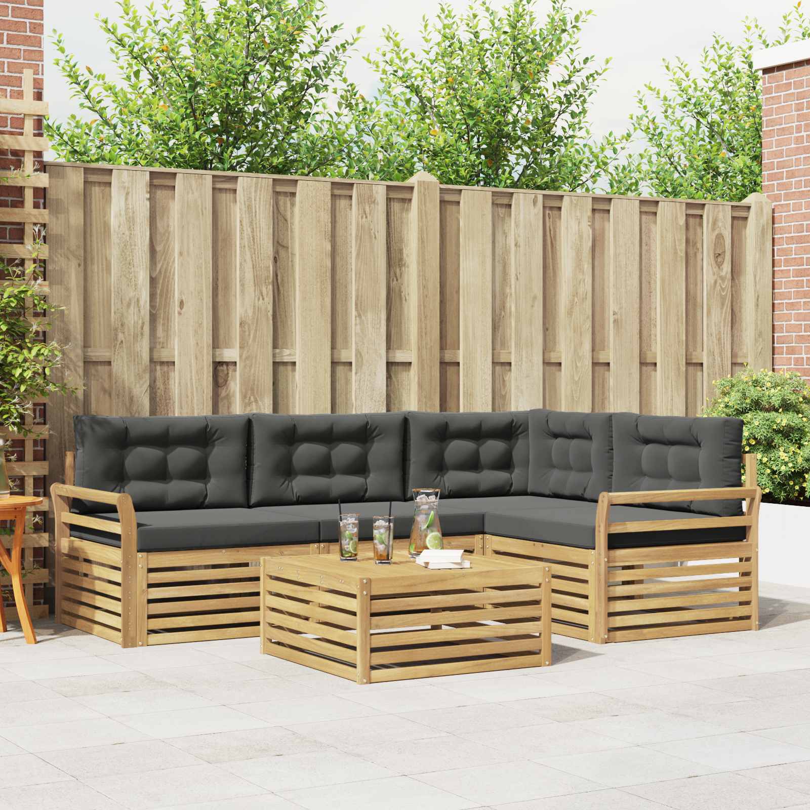 Buiten bankenset 5 pcs Wit en antracietkleurig 79 x 79 x 37 cm – afbeelding 1