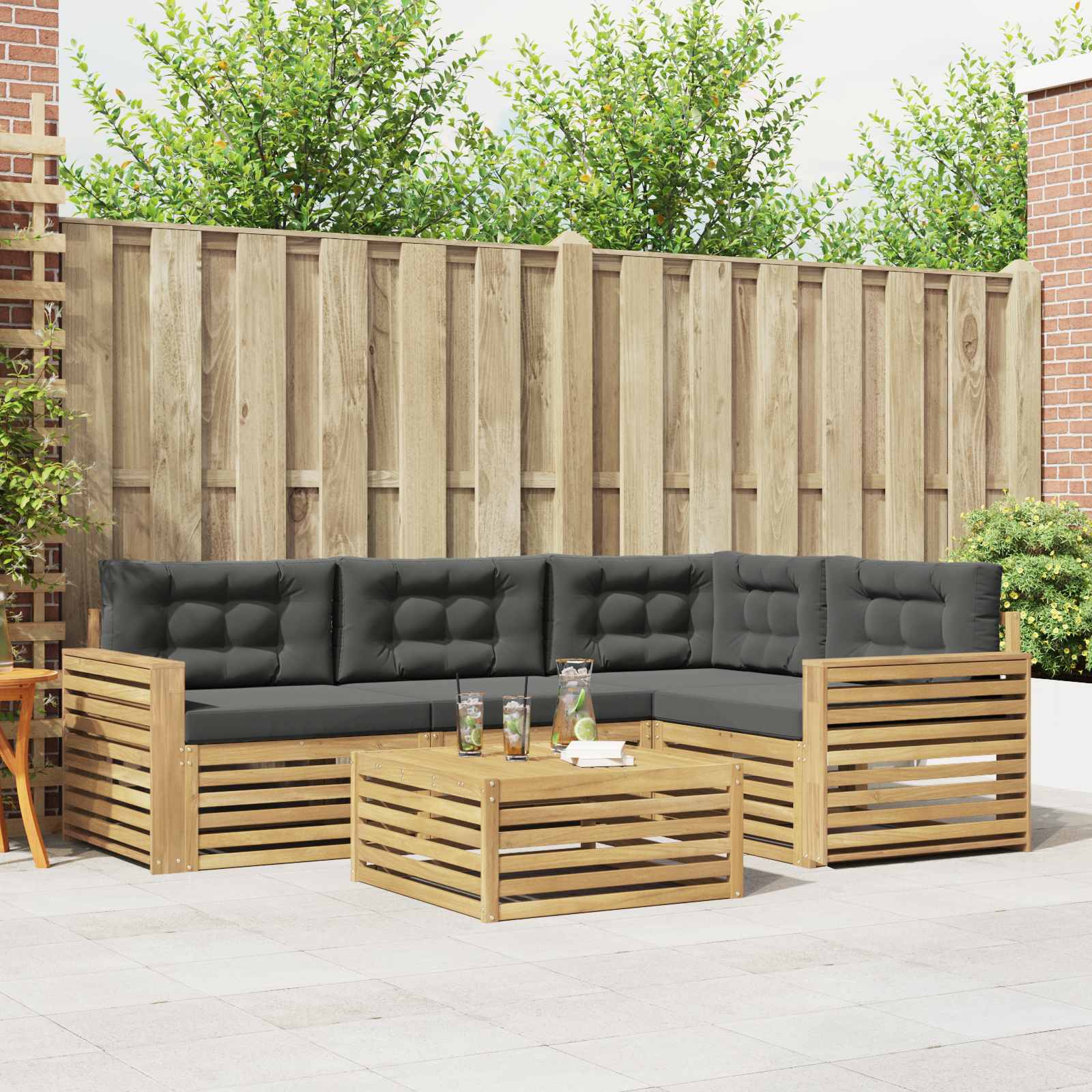 Buiten bankenset 5 pcs Wit en antracietkleurig 79 x 79 x 37 cm