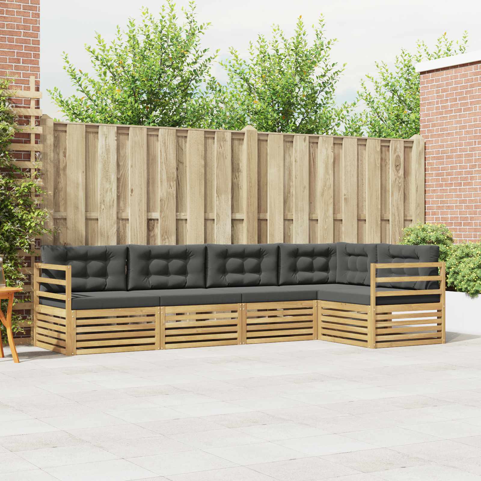 Buiten bankenset 5 pcs Wit en antracietkleurig Polyester – afbeelding 1