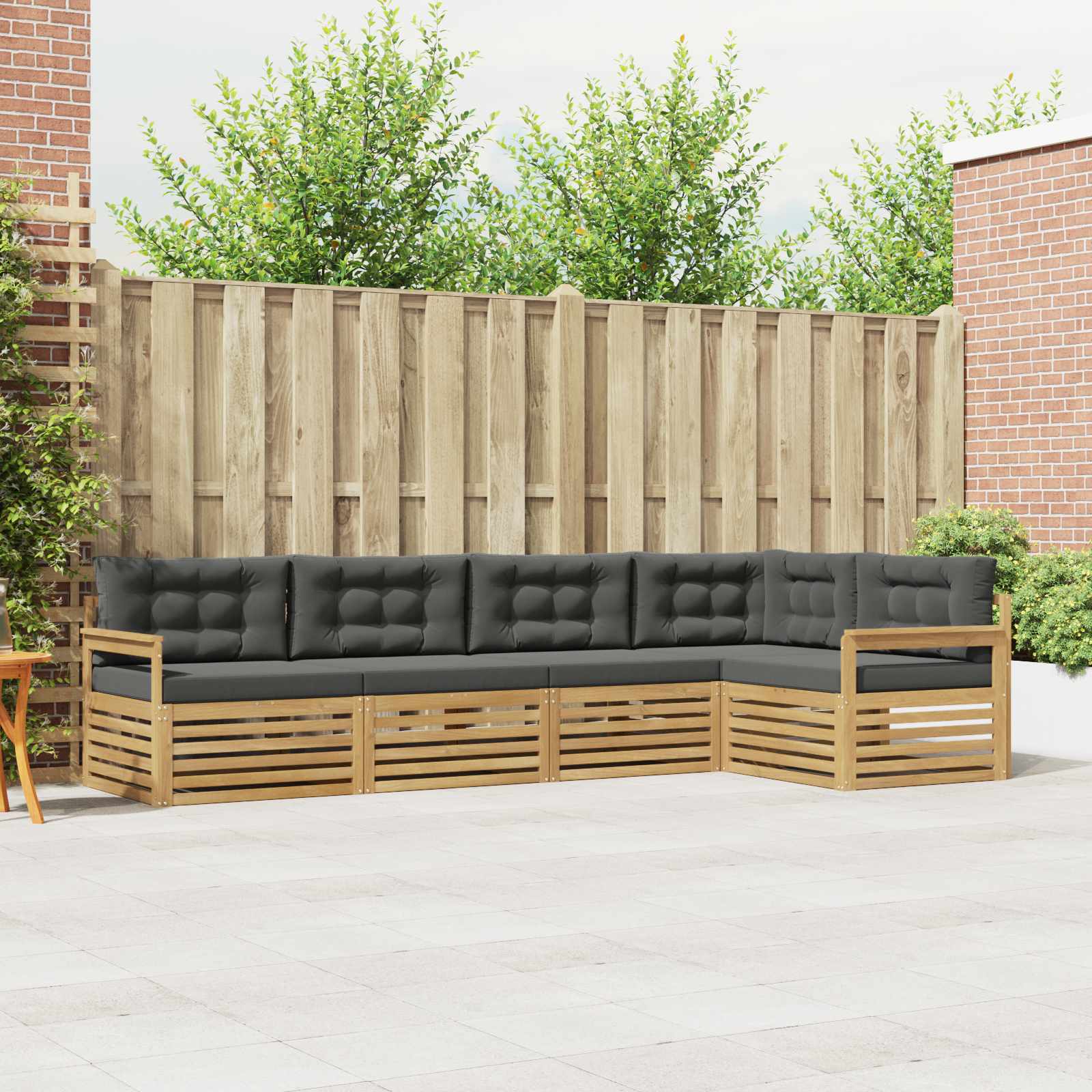 Buiten bankenset 6 pcs Wit en antracietkleurig Polyester – afbeelding 1