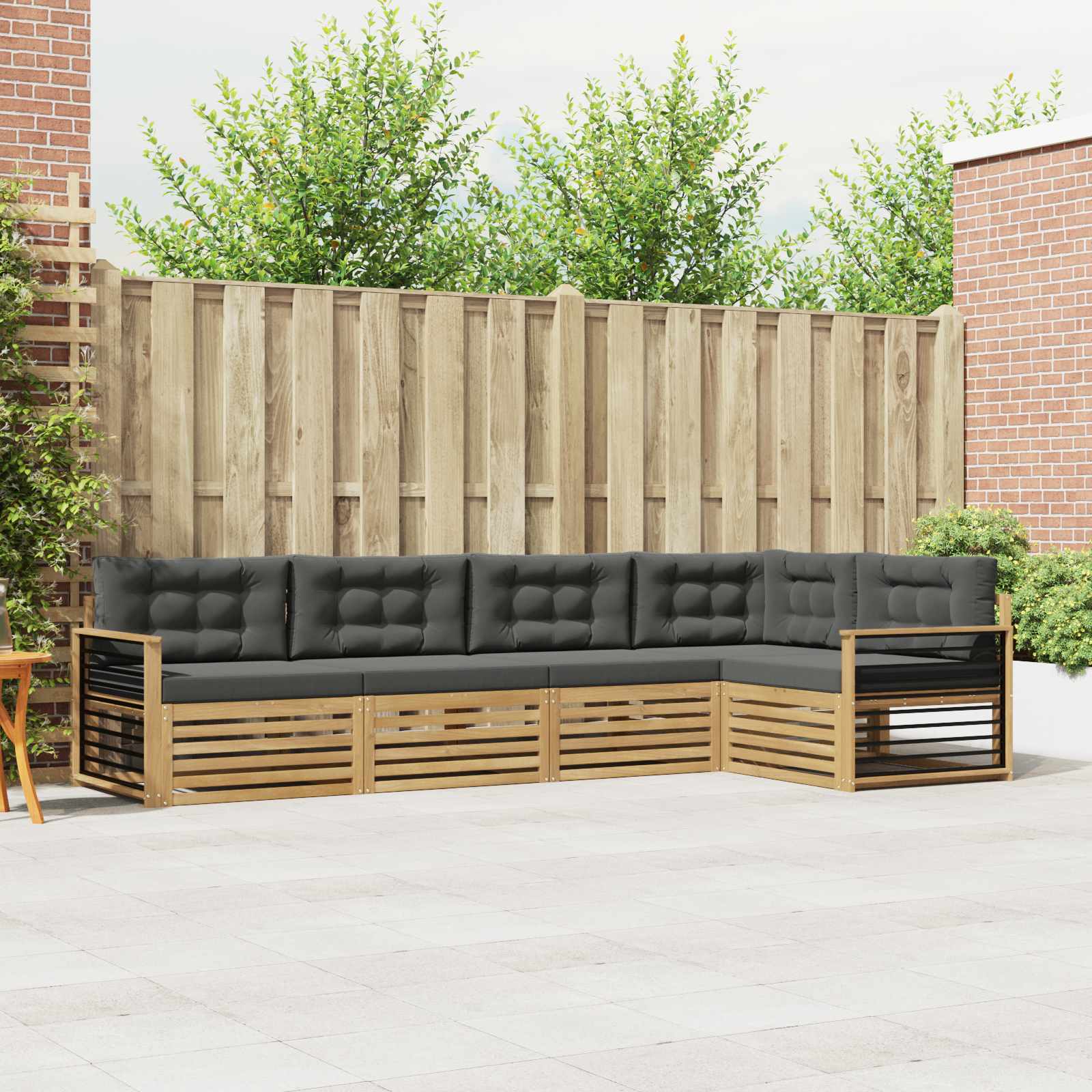 Buiten bankenset 6 pcs Wit en antracietkleurig Polyester