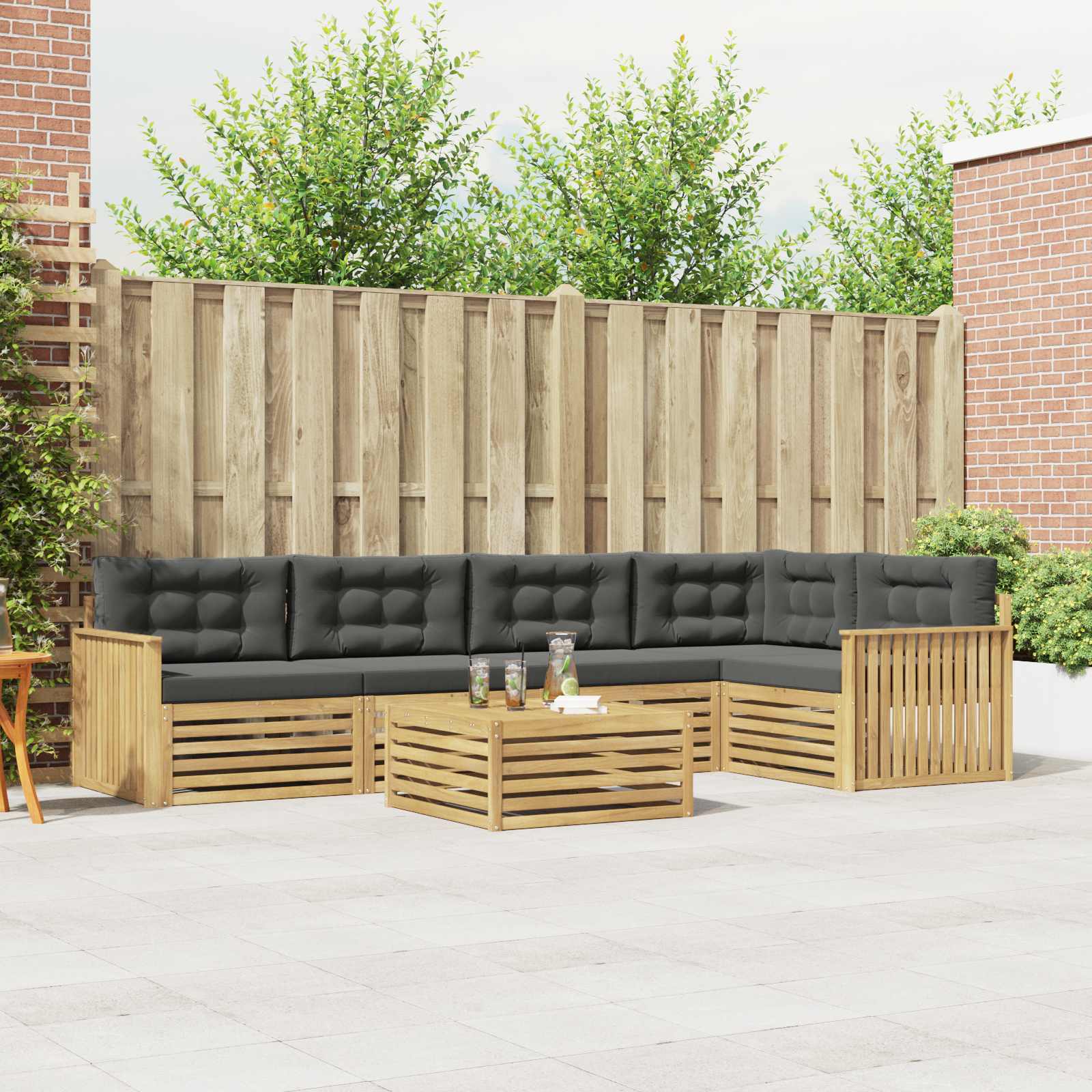 Buiten bankenset 6 pcs Wit en antracietkleurig 79 x 79 x 37 cm – afbeelding 1