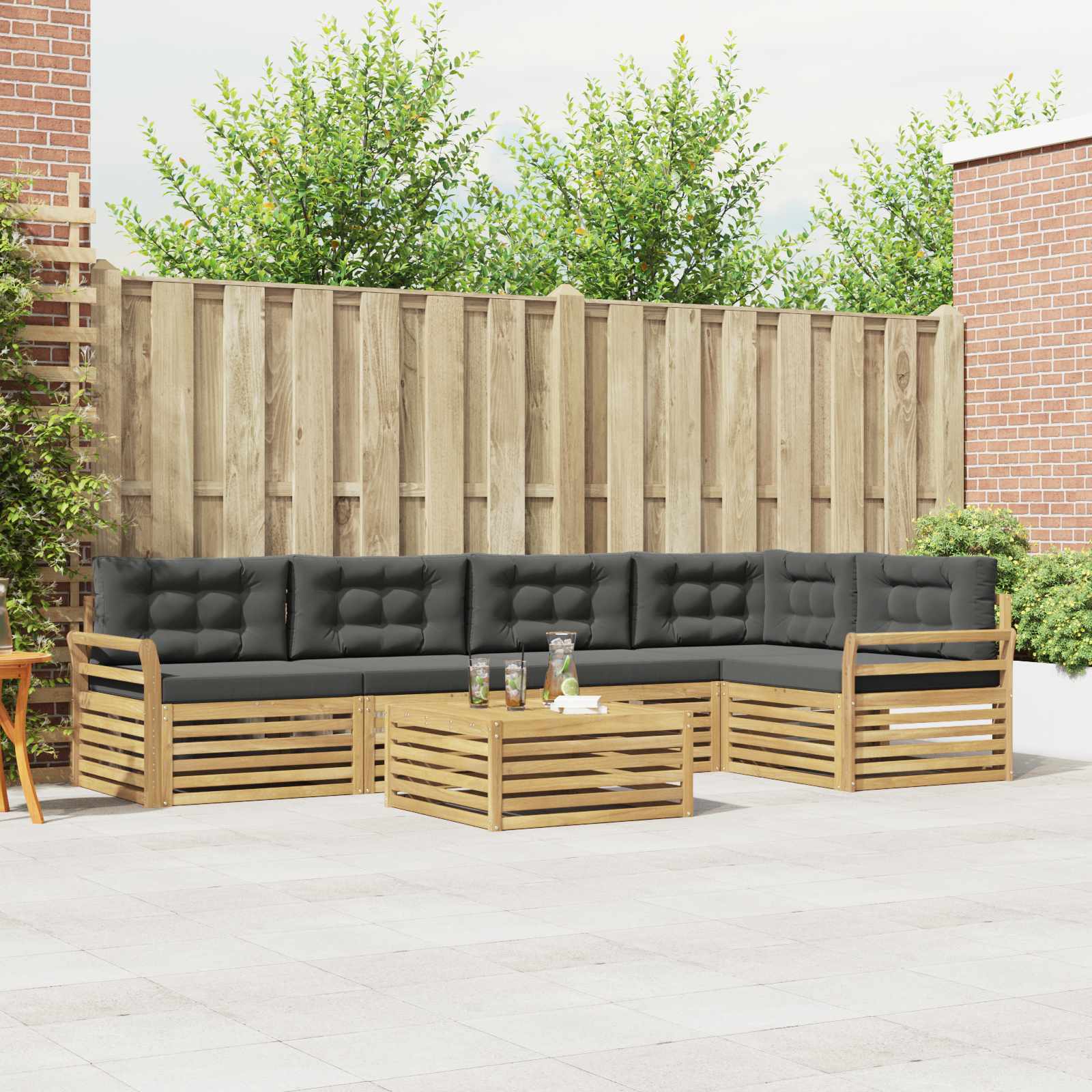 Buiten bankenset 6 pcs Wit en antracietkleurig 79 x 79 x 37 cm – afbeelding 1