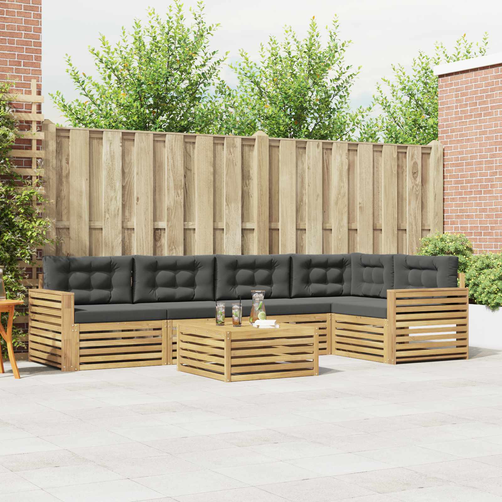 Buiten bankenset 6 pcs Wit en antracietkleurig 79 x 79 x 37 cm