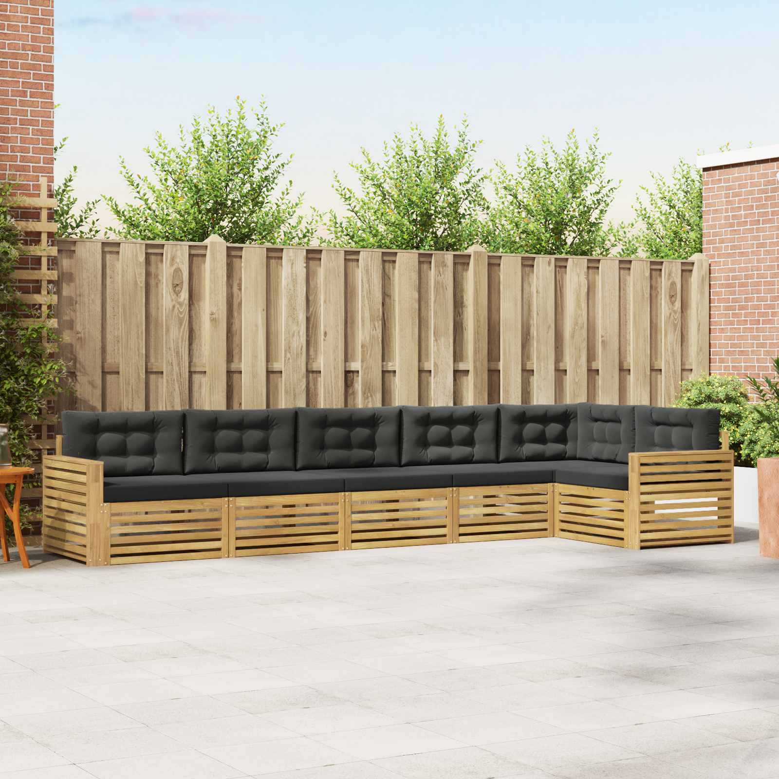 Buiten bankenset 6 pcs Wit en antracietkleurig