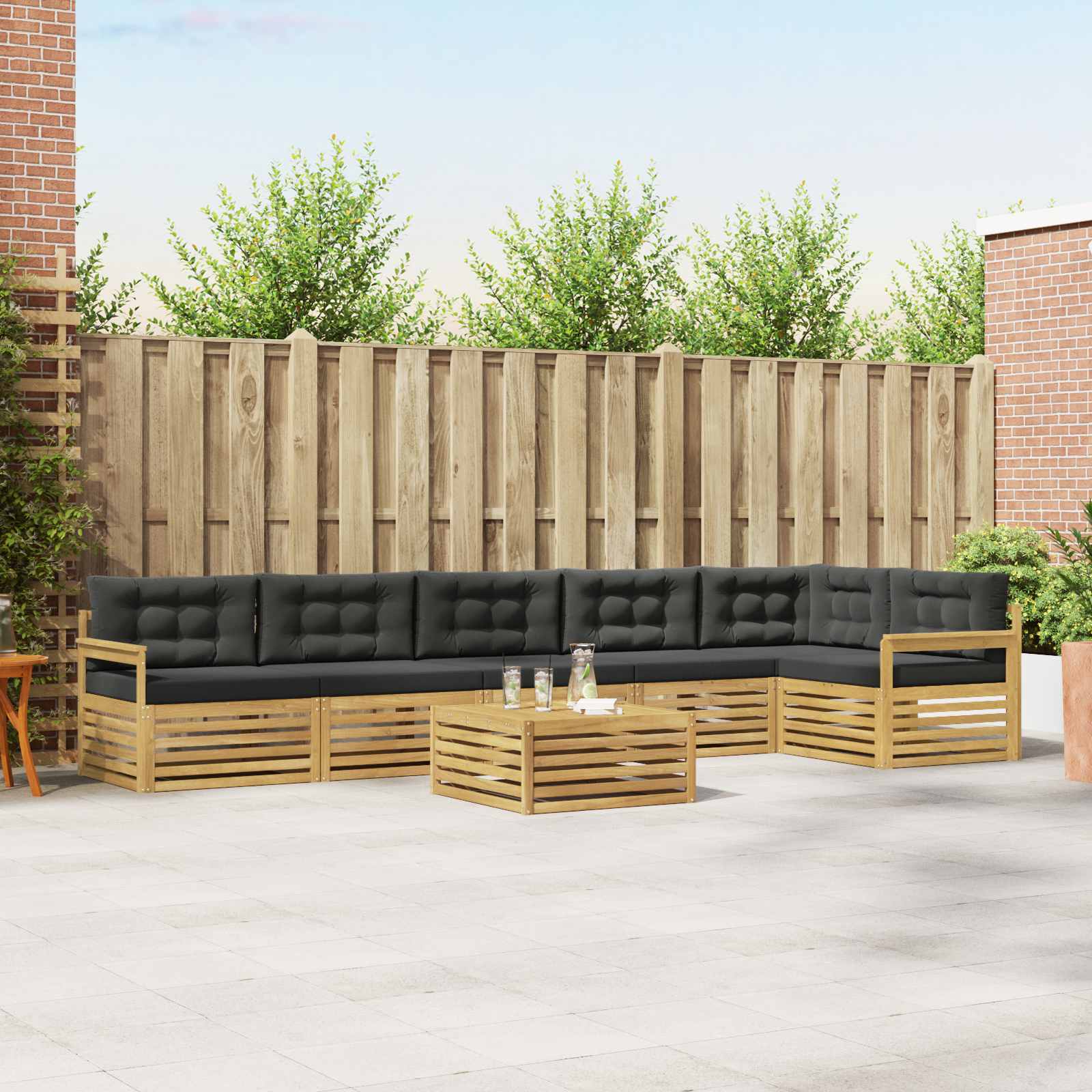 Buiten bankenset met kussen 7 pcs Wit en antracietkleurig – afbeelding 1