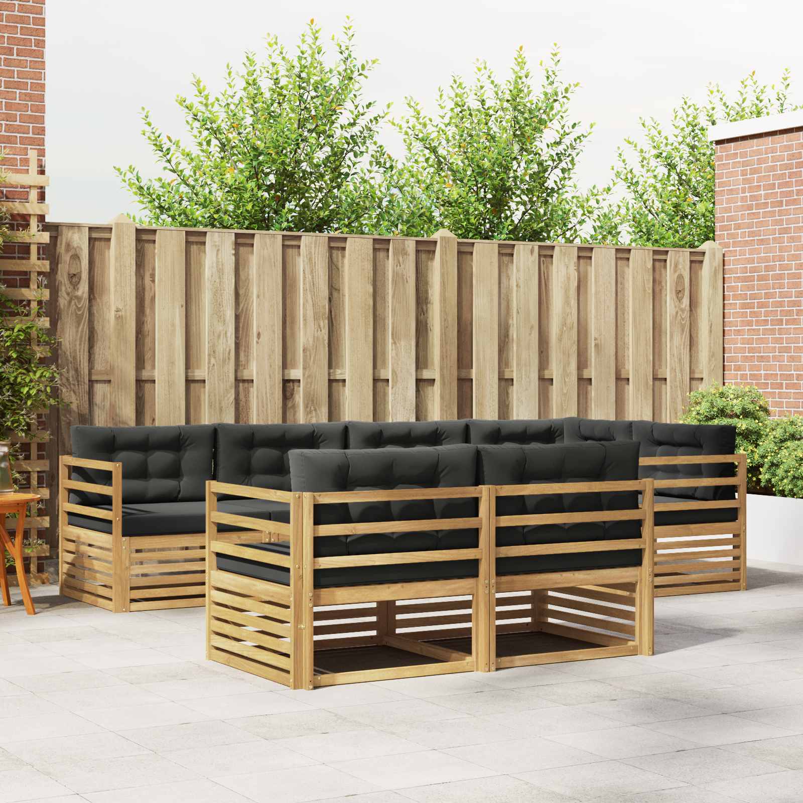 Buiten bankenset 7 pcs Wit en antracietkleurig Polyester