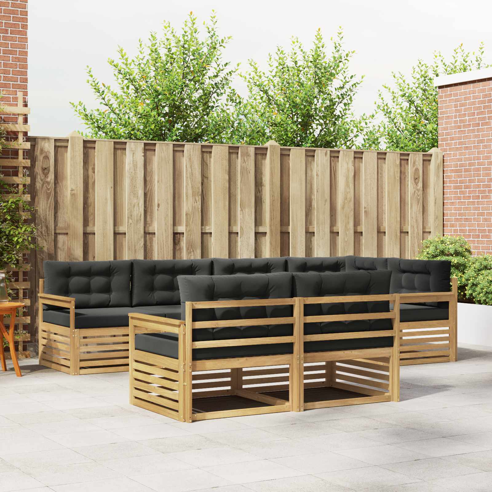 Buiten bankenset 7 pcs Wit en antracietkleurig Polyester