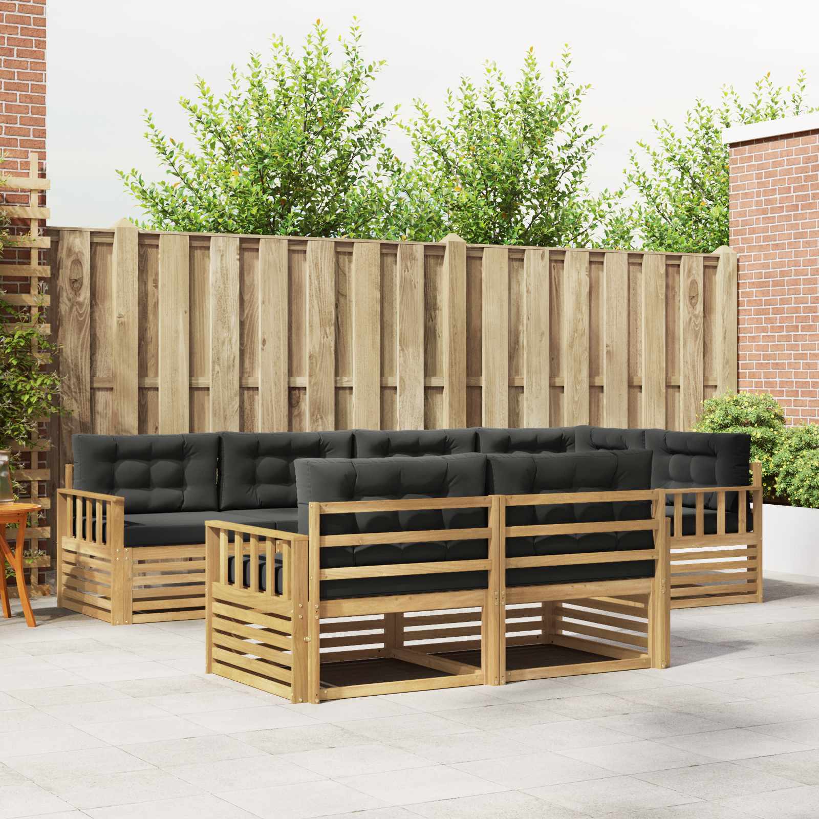 Buiten bankenset 7 pcs Wit en antracietkleurig Polyester