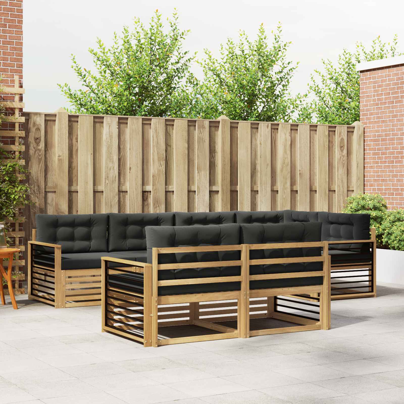 Buiten bankenset 7 pcs Wit en antracietkleurig Polyester