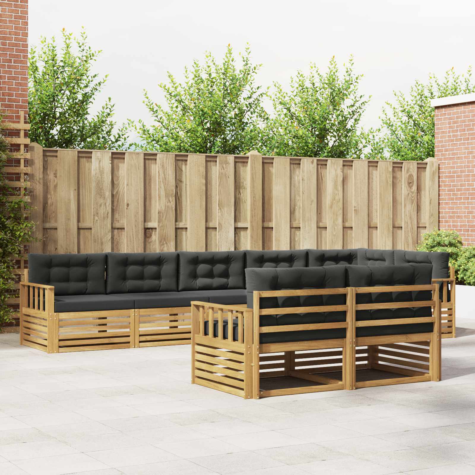 Buiten bankenset 8 pcs Wit en antracietkleurig Polyester