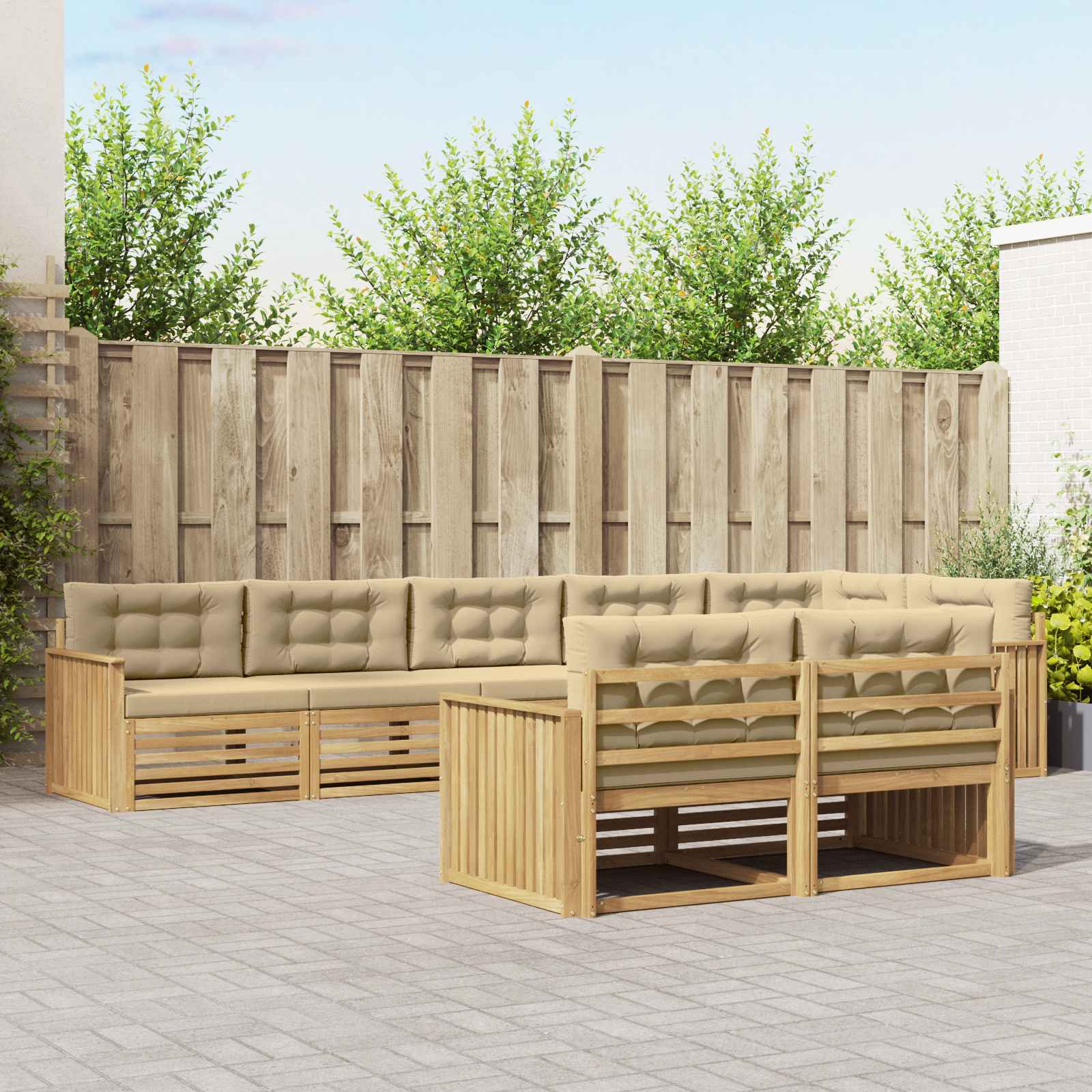 Buiten bankenset 8 pcs Wit en Beige 406 x 168,5 x 73 cm