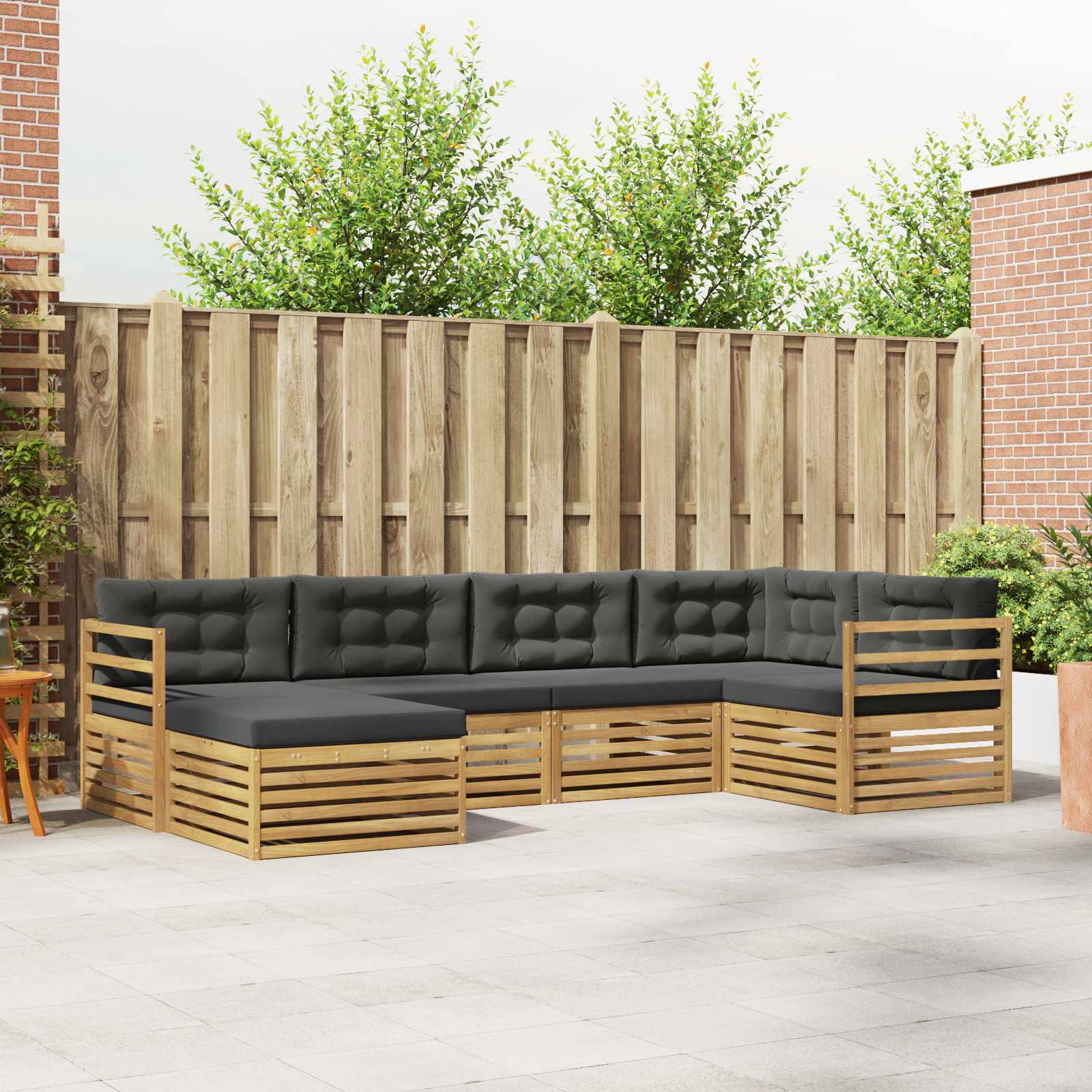 Buiten bankenset 6 pcs Wit en antracietkleurig Polyester – afbeelding 1