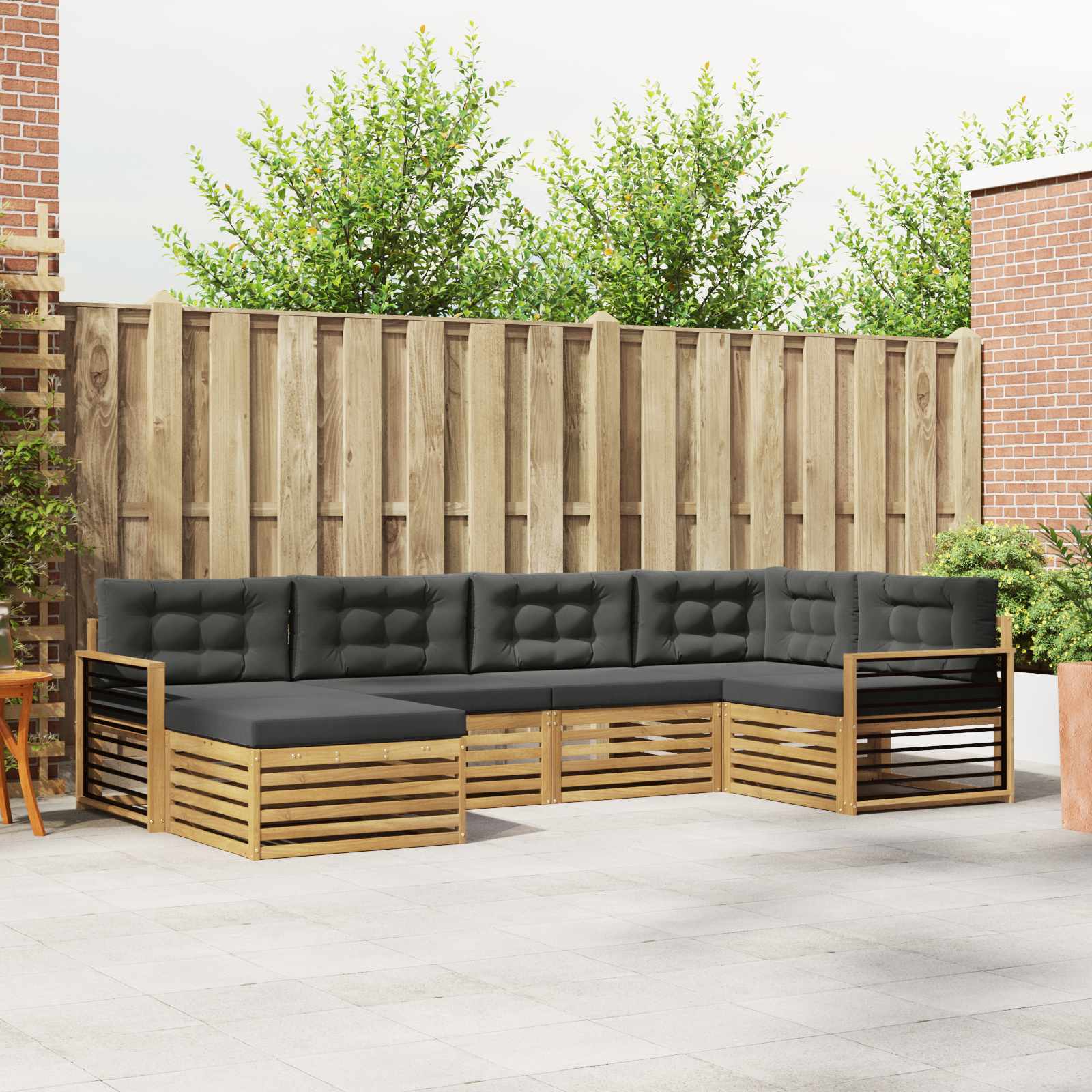 Buiten bankenset 6 pcs Wit en antracietkleurig Polyester – afbeelding 1