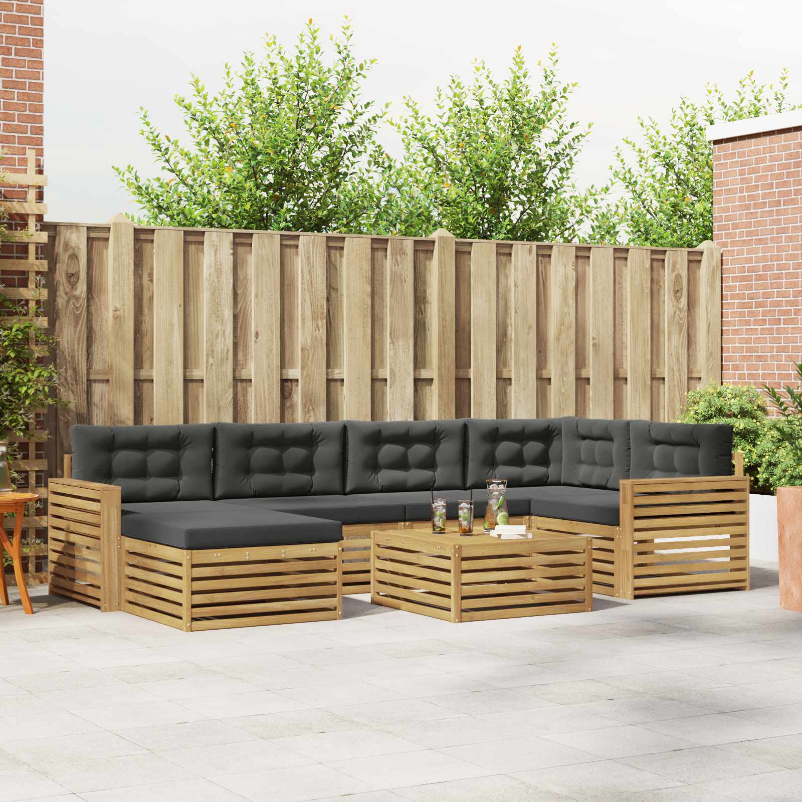 Buiten bankenset 7 pcs Wit en antracietkleurig – afbeelding 1