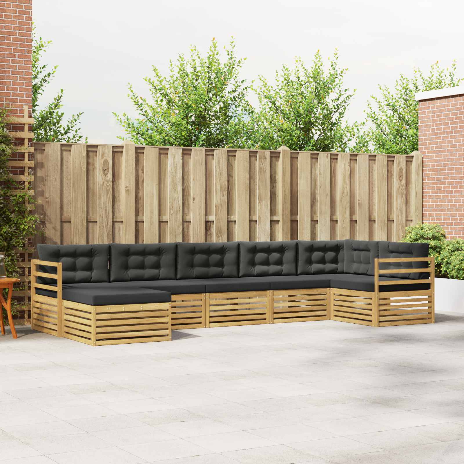 Buiten bankenset met kussen 7 pcs Wit en antracietkleurig – afbeelding 1