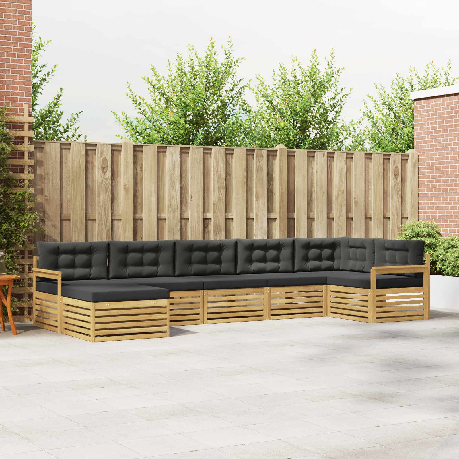 Buiten bankenset met kussen 7 pcs Wit en antracietkleurig – afbeelding 1