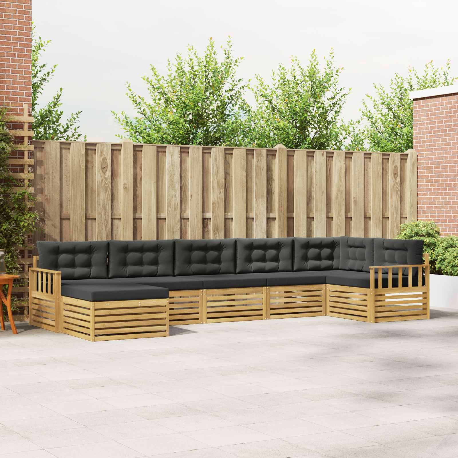 Buiten bankenset met kussen 7 pcs Wit en antracietkleurig – afbeelding 1