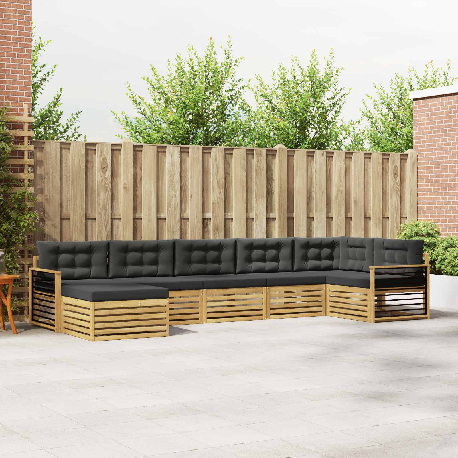 Buiten bankenset met kussen 7 pcs Wit en antracietkleurig