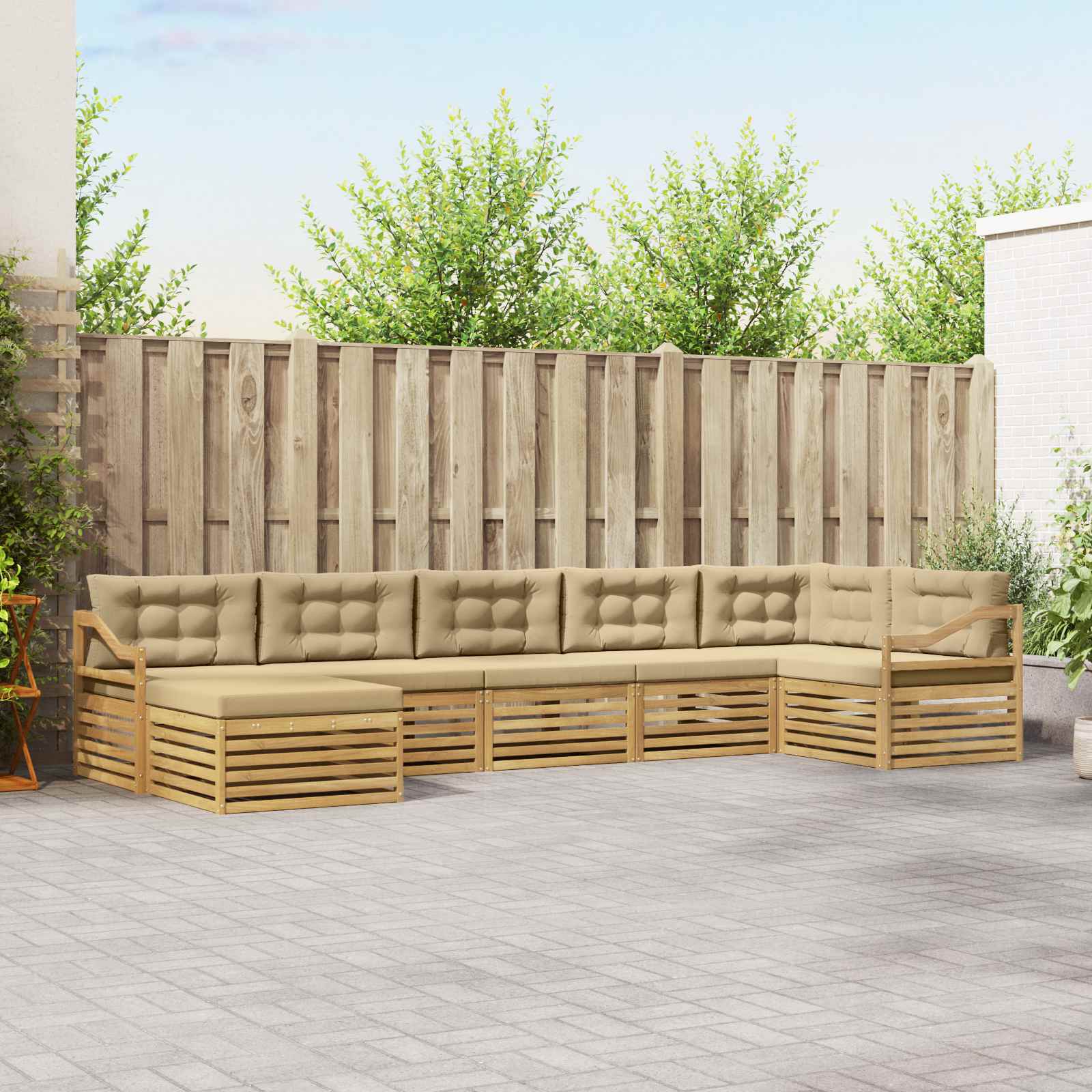 Buiten bankenset 7 pcs Wit en Beige – afbeelding 1