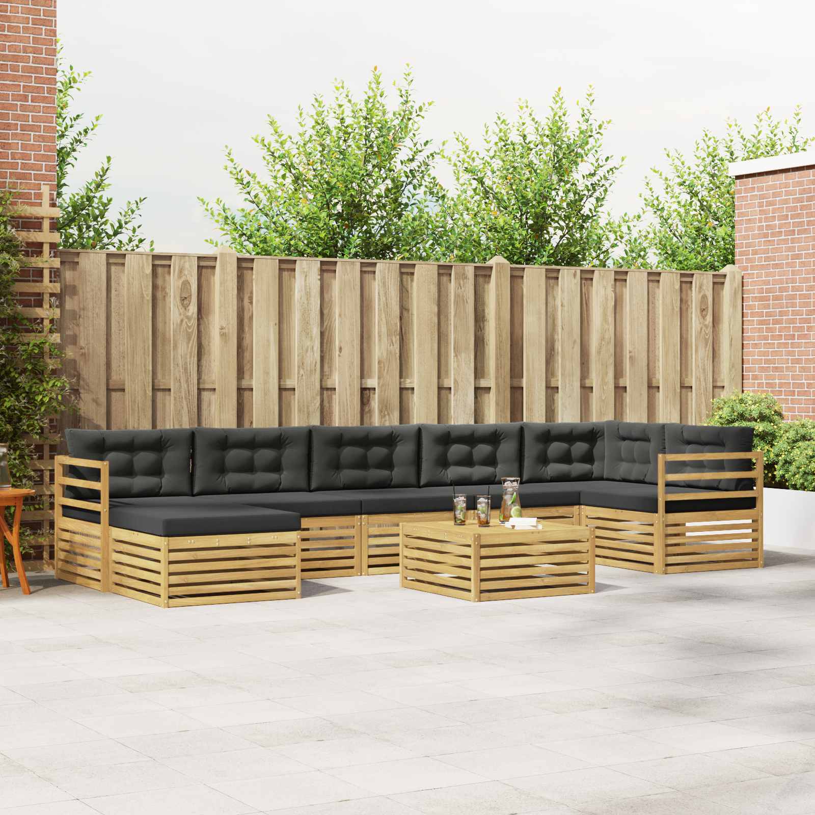 Buiten bankenset met kussen 8 pcs Wit en antracietkleurig – afbeelding 1