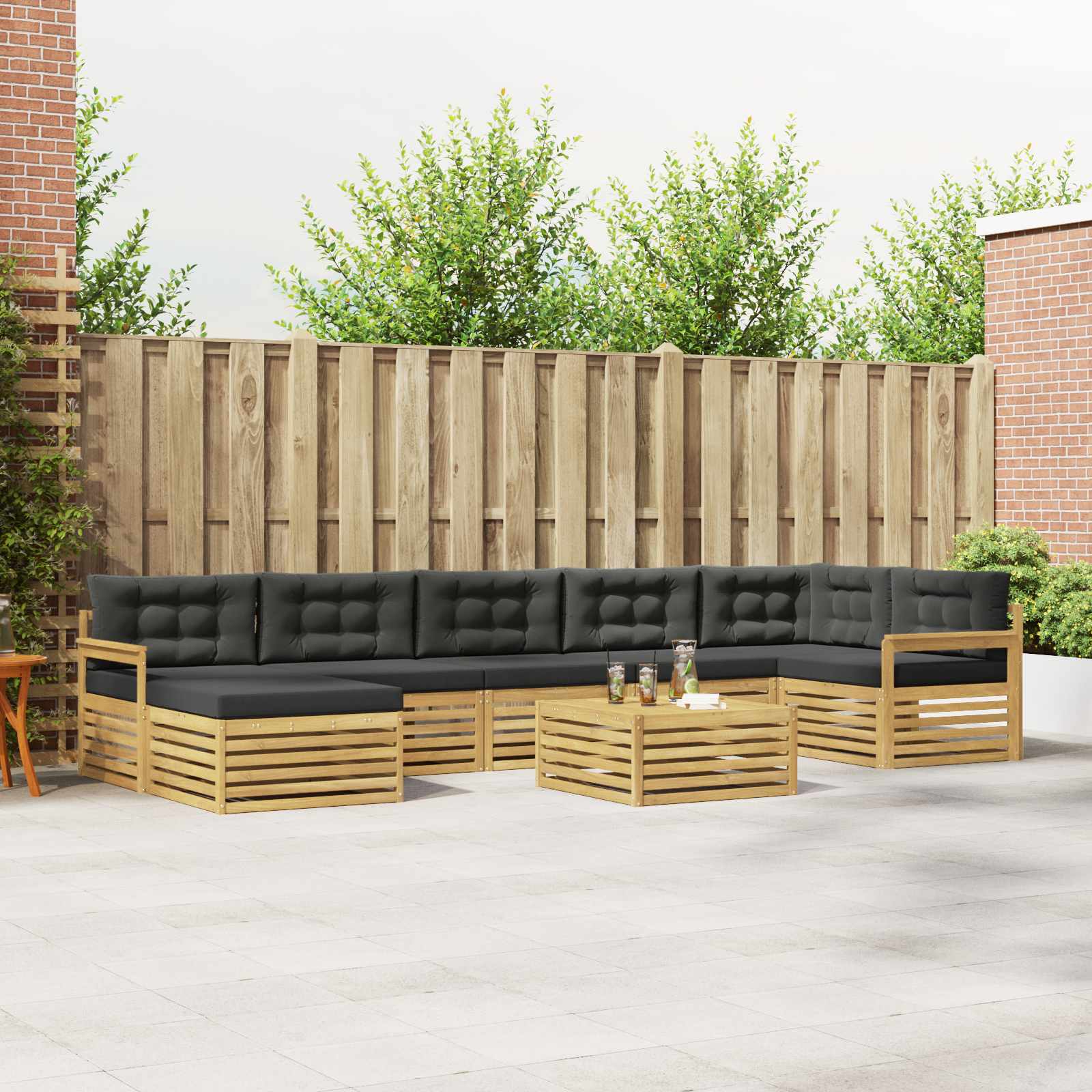 Buiten bankenset met kussen 8 pcs Wit en antracietkleurig – afbeelding 1