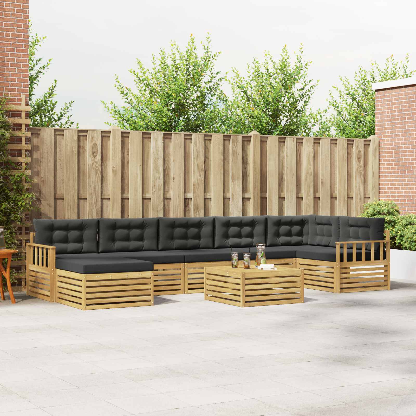 Buiten bankenset met kussen 8 pcs Wit en antracietkleurig – afbeelding 1