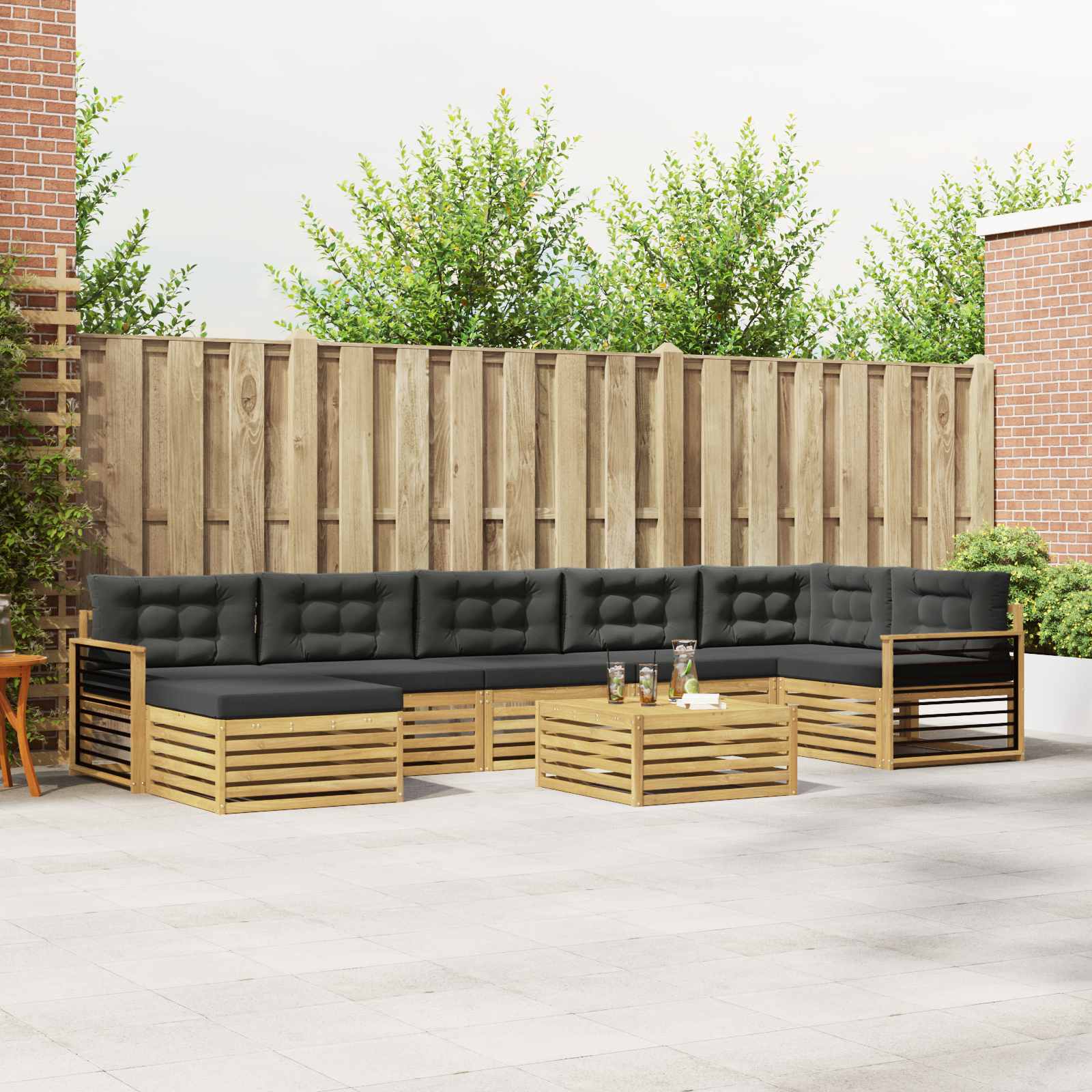 Buiten bankenset met kussen 8 pcs Wit en antracietkleurig – afbeelding 1