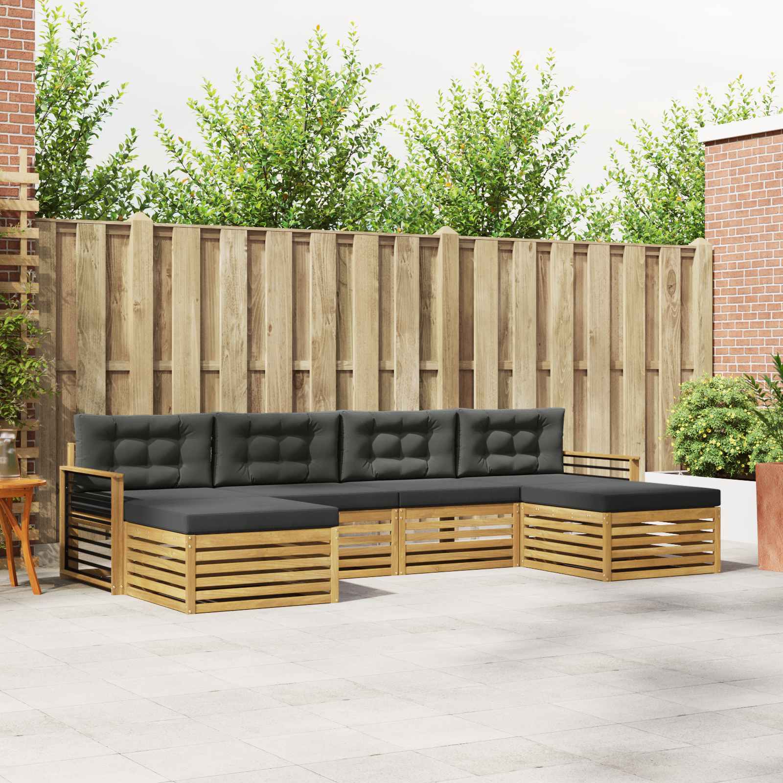 Sofa-Sets 6 pcs Wit en antracietkleurig Massief Acaciahout – afbeelding 1