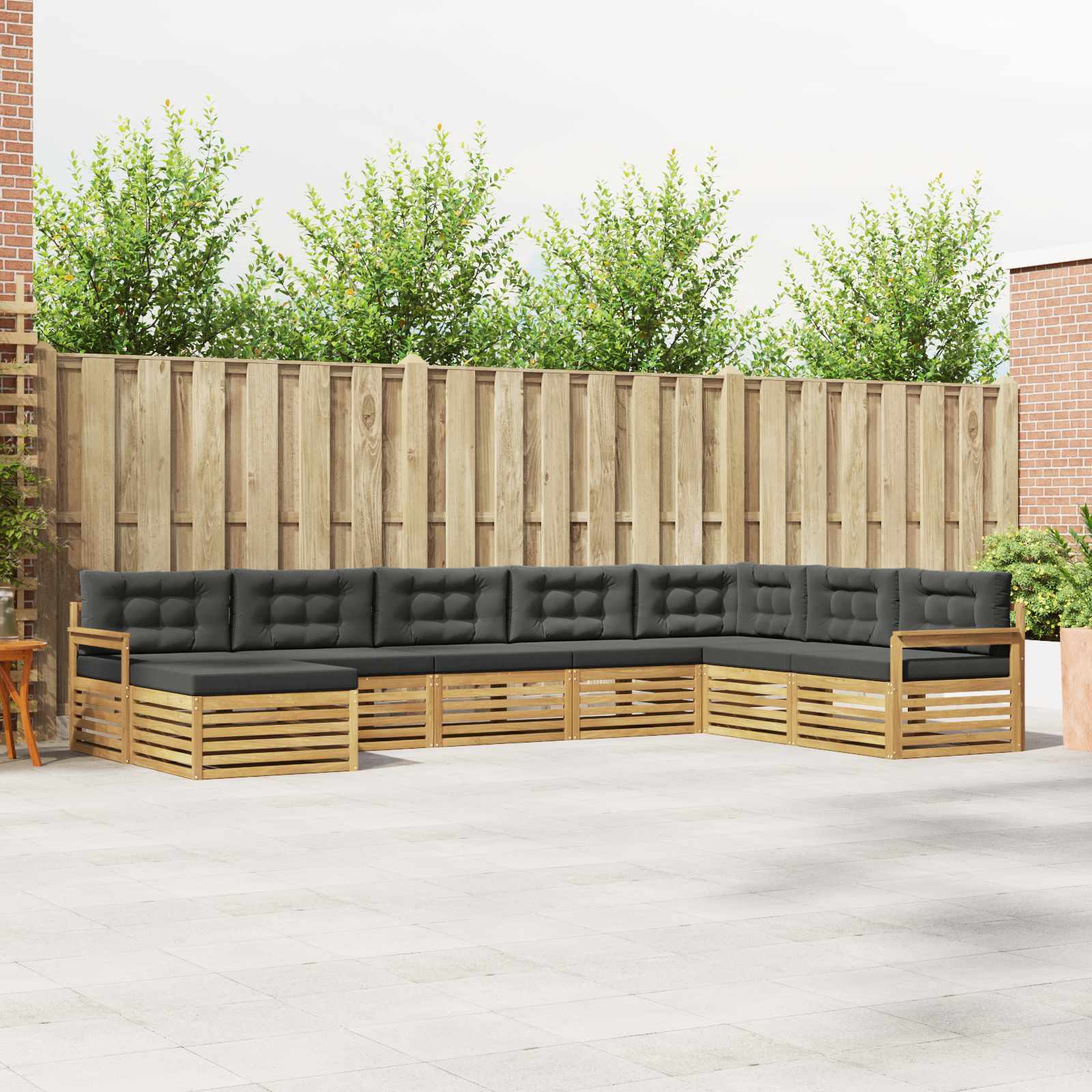 Buiten bankenset met kussen 8 pcs Wit en antracietkleurig