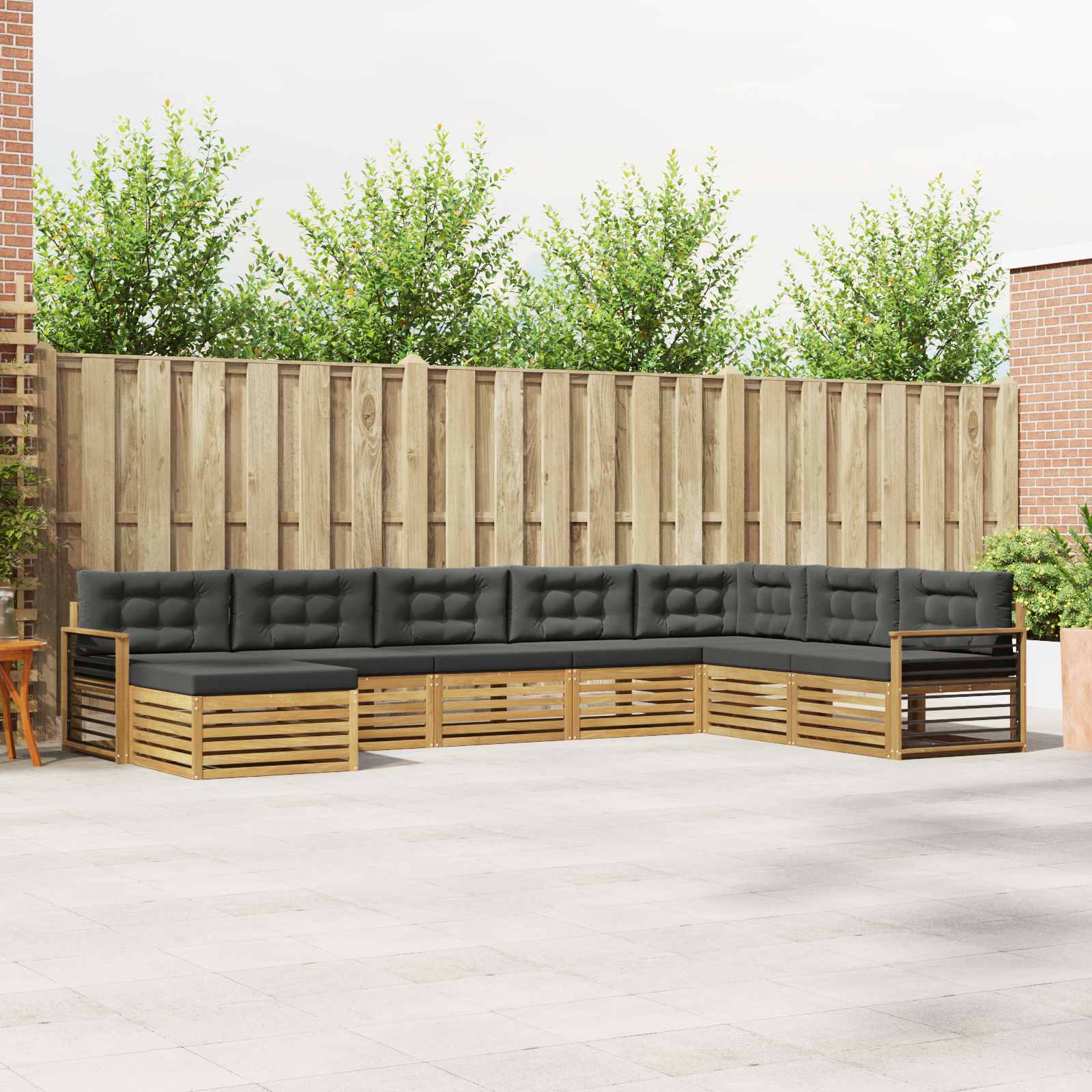 Buiten bankenset met kussen 8 pcs Wit en antracietkleurig – afbeelding 1