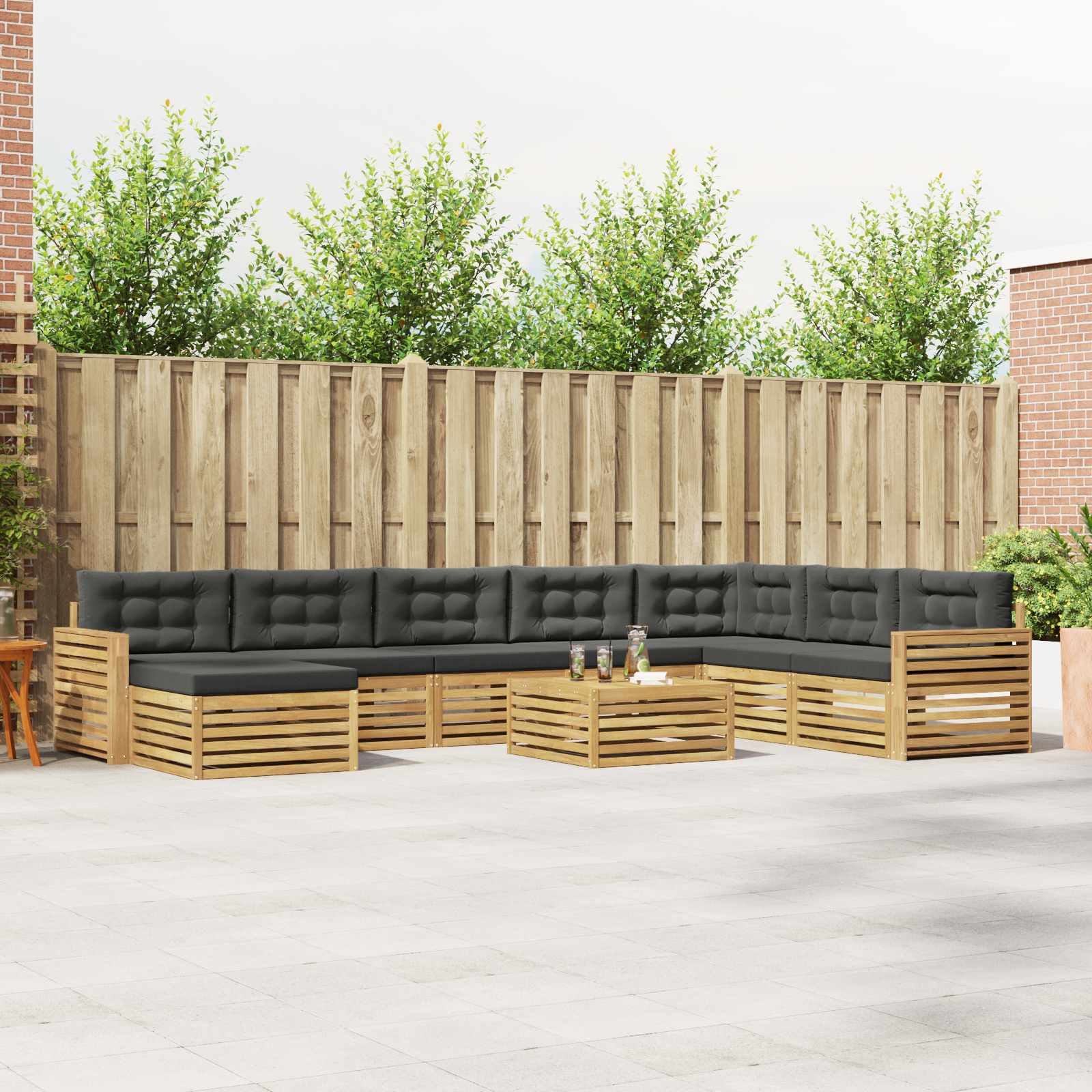 Buiten bankenset 9 pcs Wit en antracietkleurig