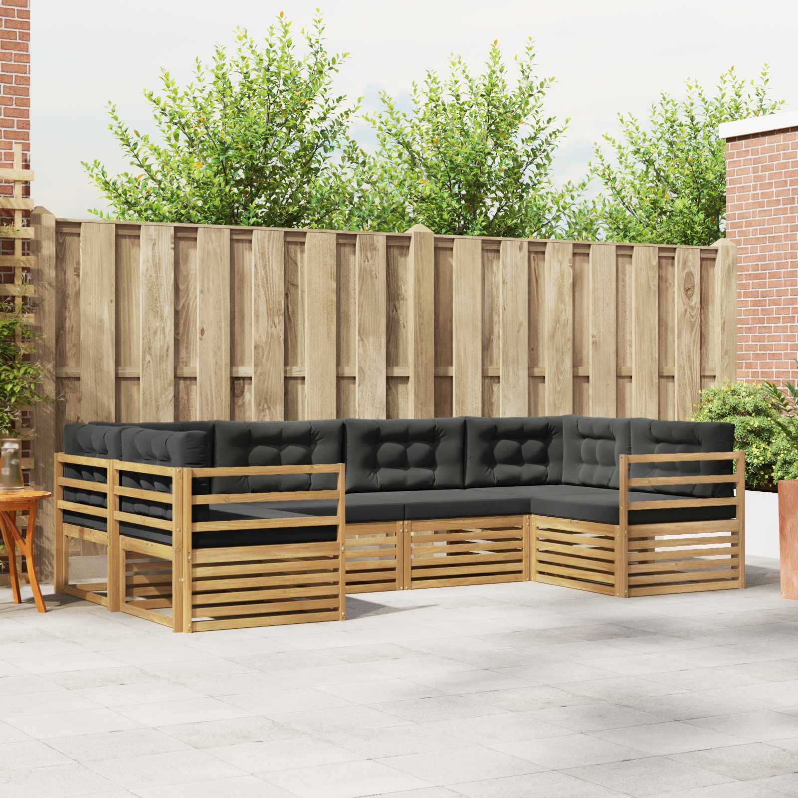 Buiten bankenset 6 pcs Wit en antracietkleurig Polyester