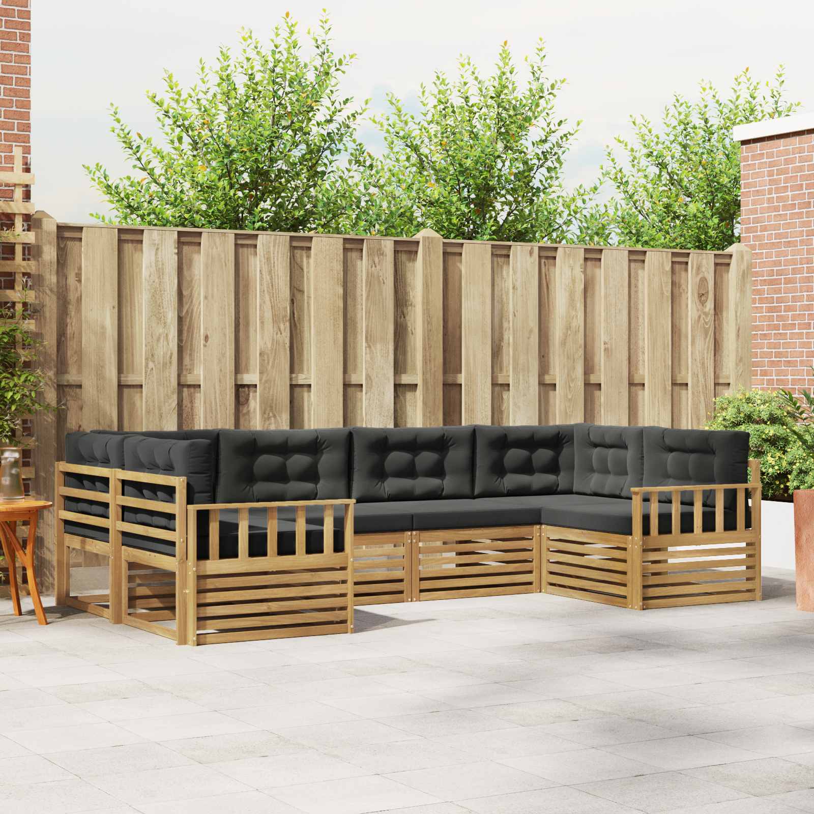 Buiten bankenset met kussen 6 pcs Wit en antracietkleurig – afbeelding 1