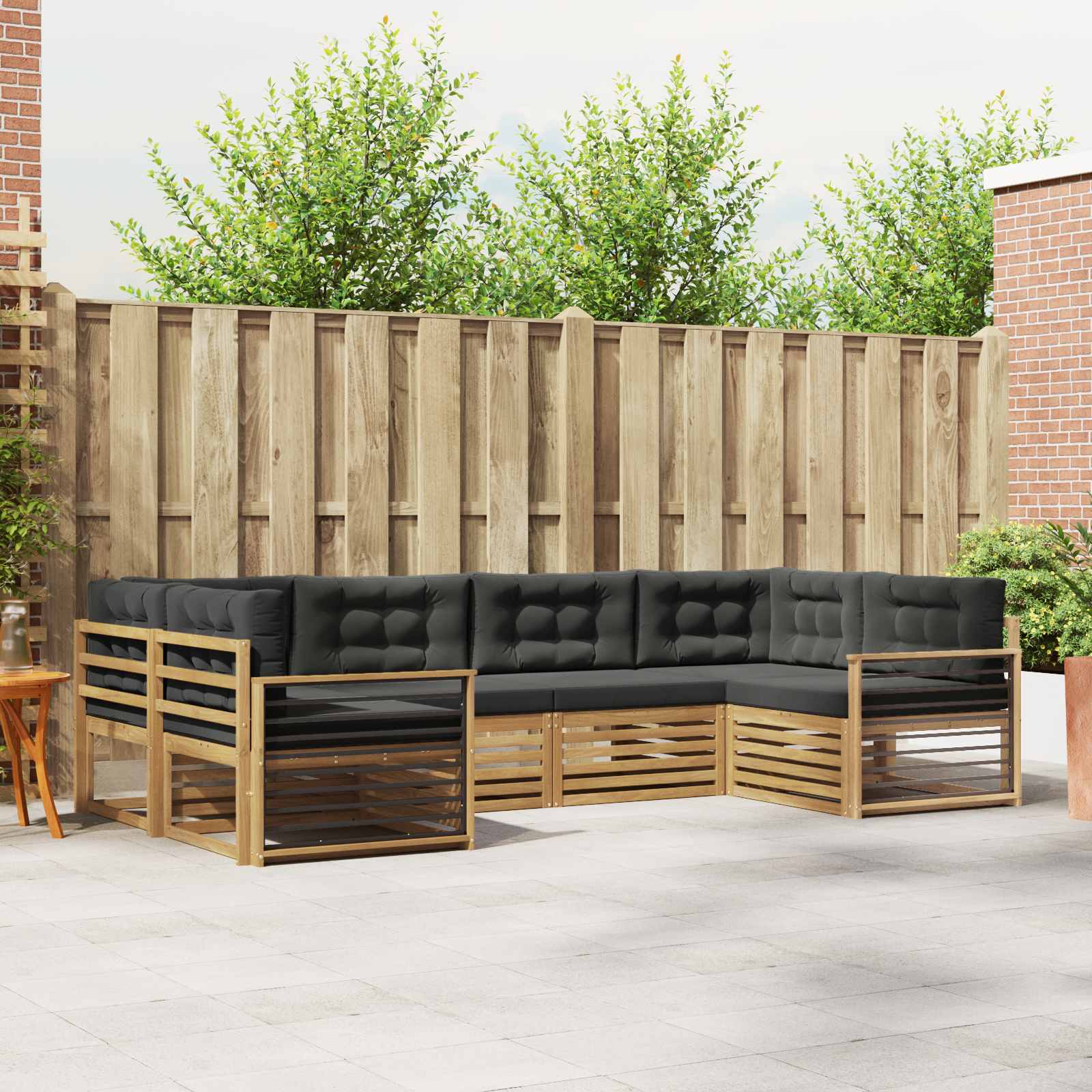 Buiten bankenset met kussen 6 pcs Wit en antracietkleurig – afbeelding 1