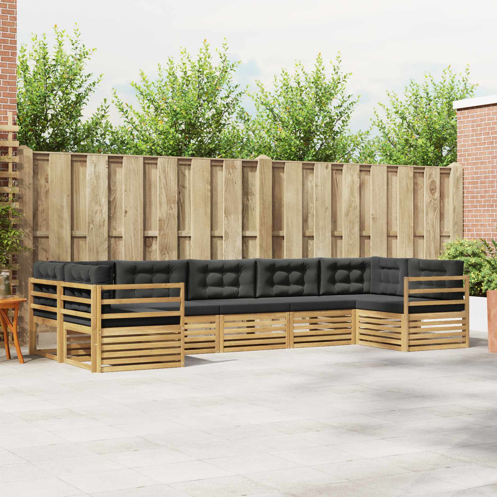 Buiten bankenset 7 pcs Wit en antracietkleurig Polyester
