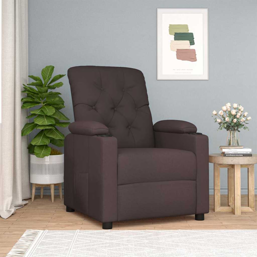 Fauteuil verstelbaar stof donkerbruin