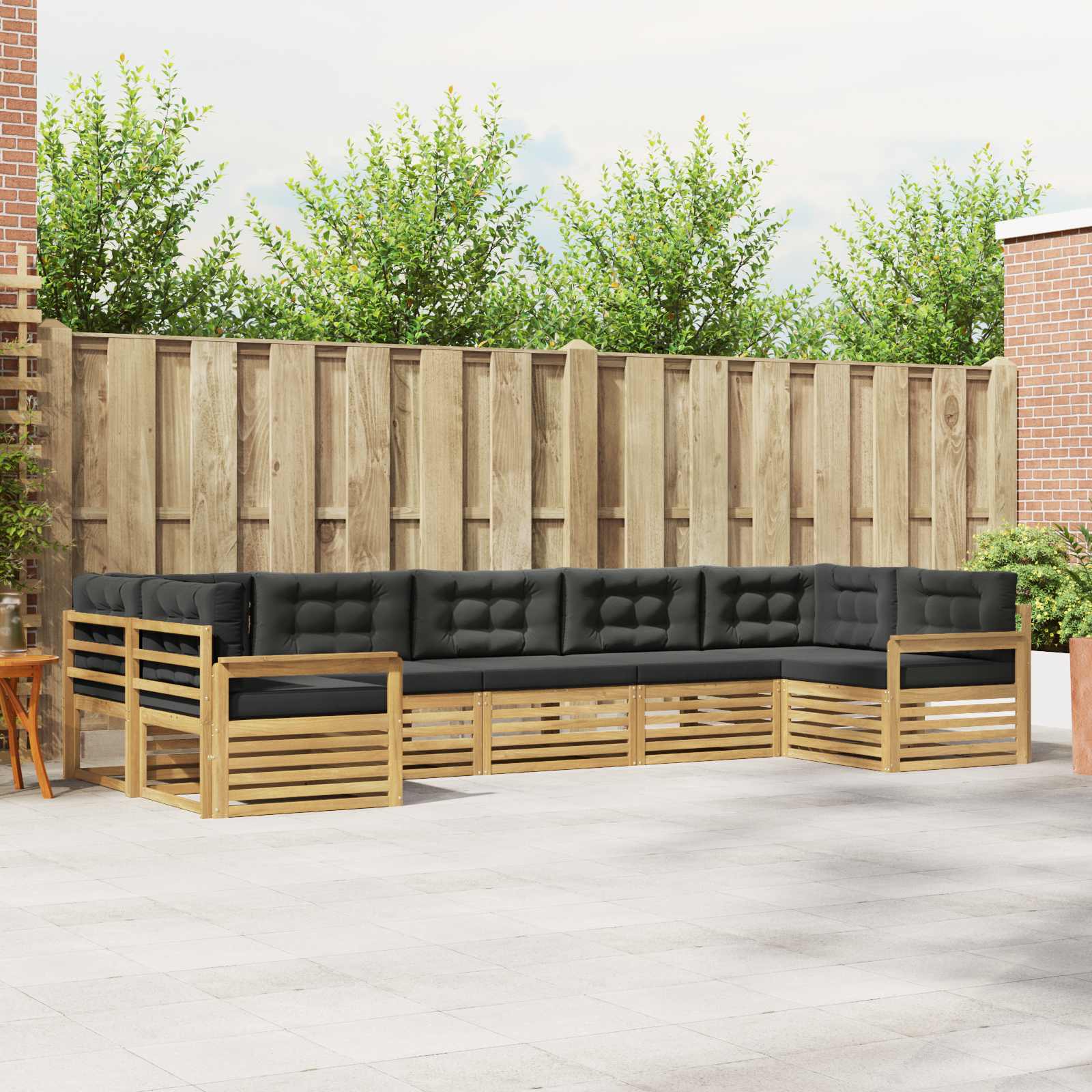 Buiten bankenset met kussen 7 pcs Wit en antracietkleurig – afbeelding 1