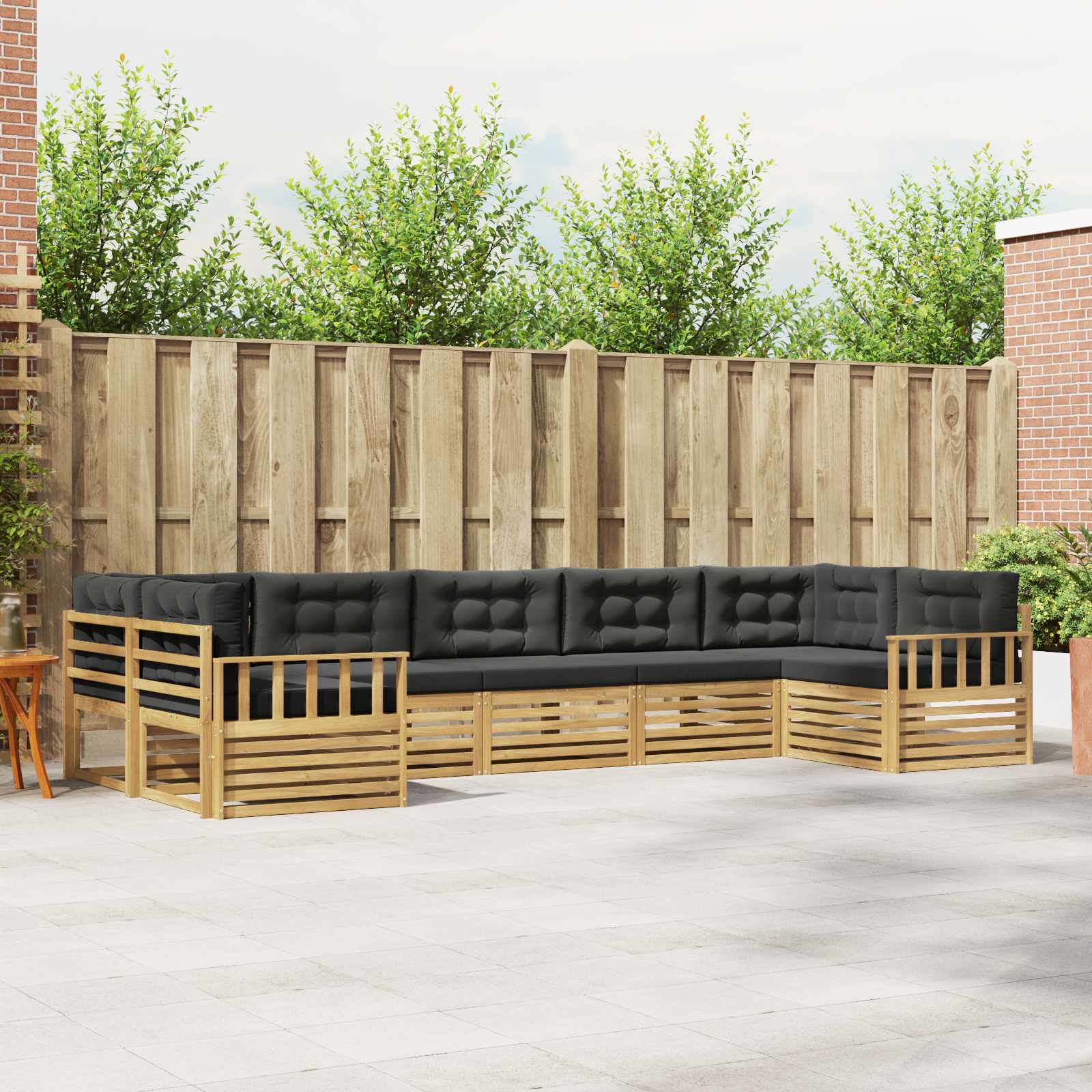 Buiten bankenset met kussen 7 pcs Wit en antracietkleurig – afbeelding 1