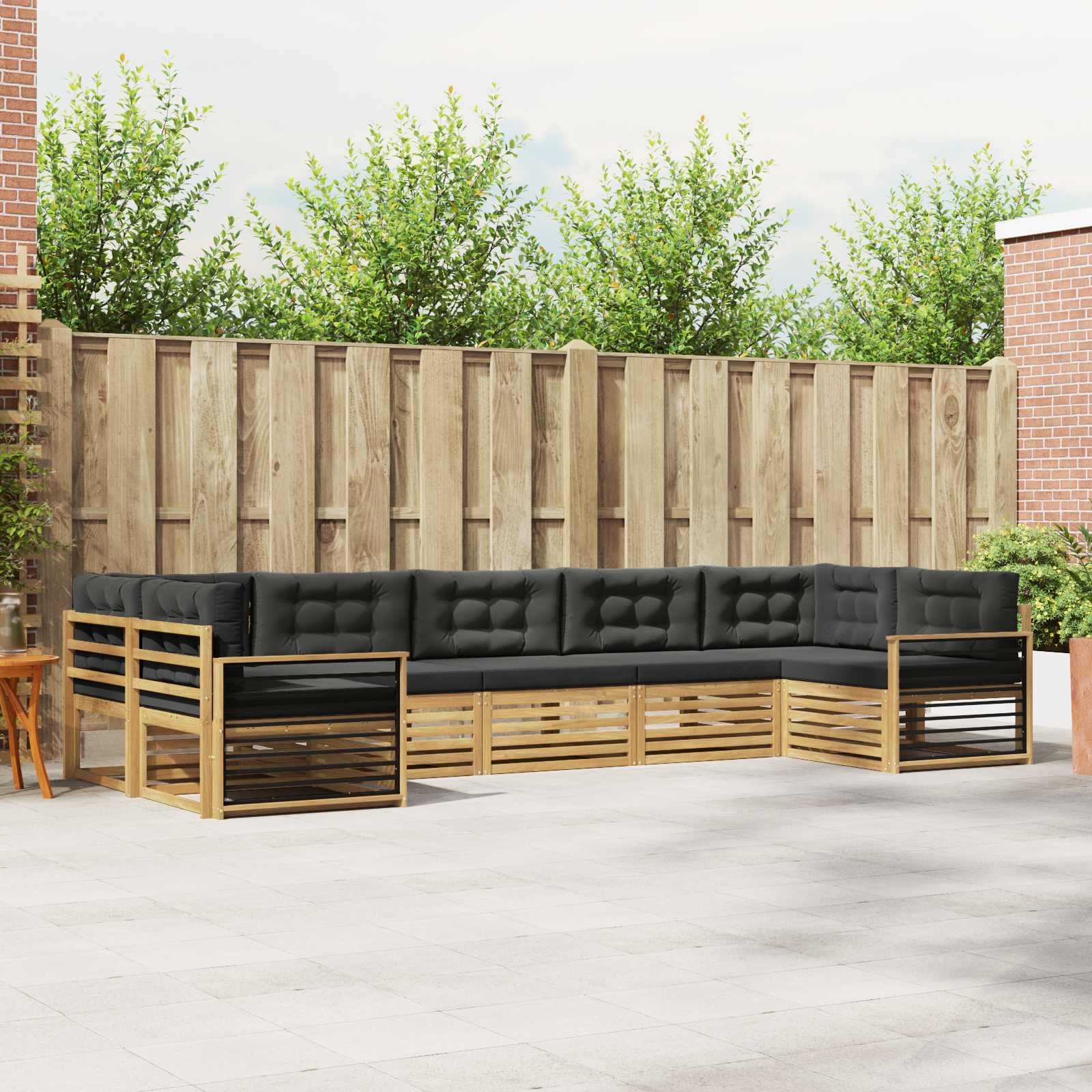 Buiten bankenset met kussen 7 pcs Wit en antracietkleurig
