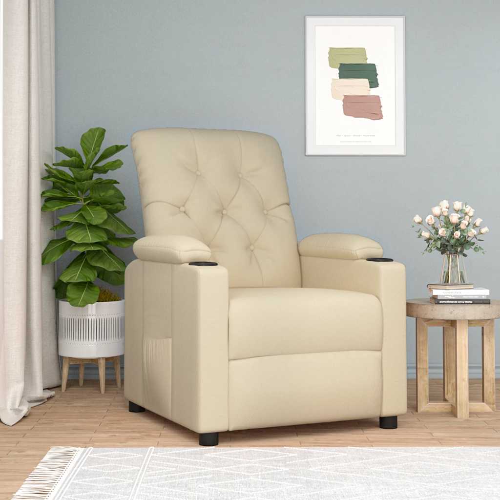 Fauteuil verstelbaar stof crèmekleurig