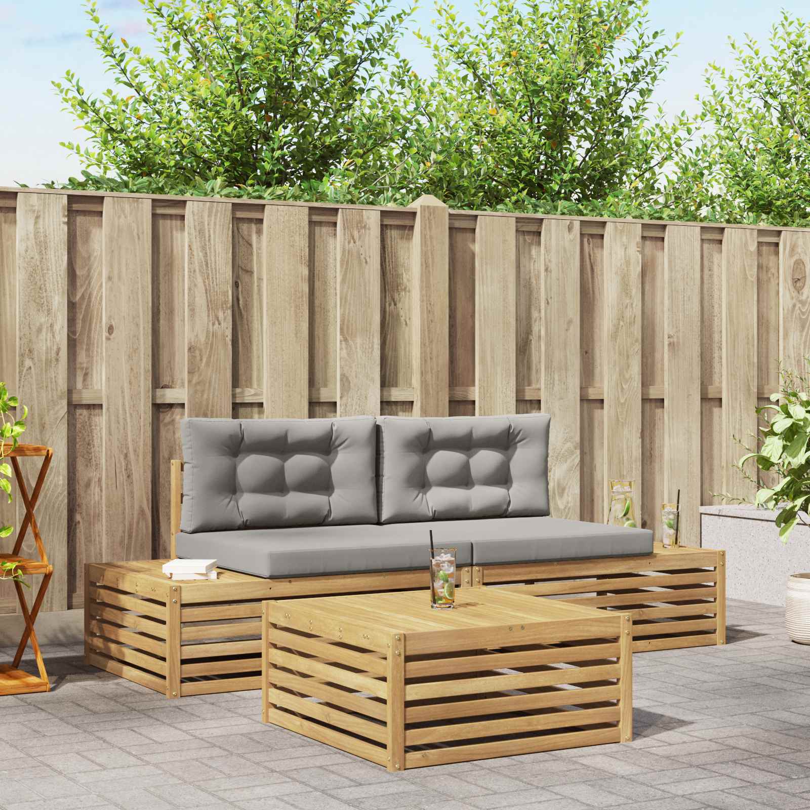 3 Stuk Buiten bankenset Polyester Wit – afbeelding 1