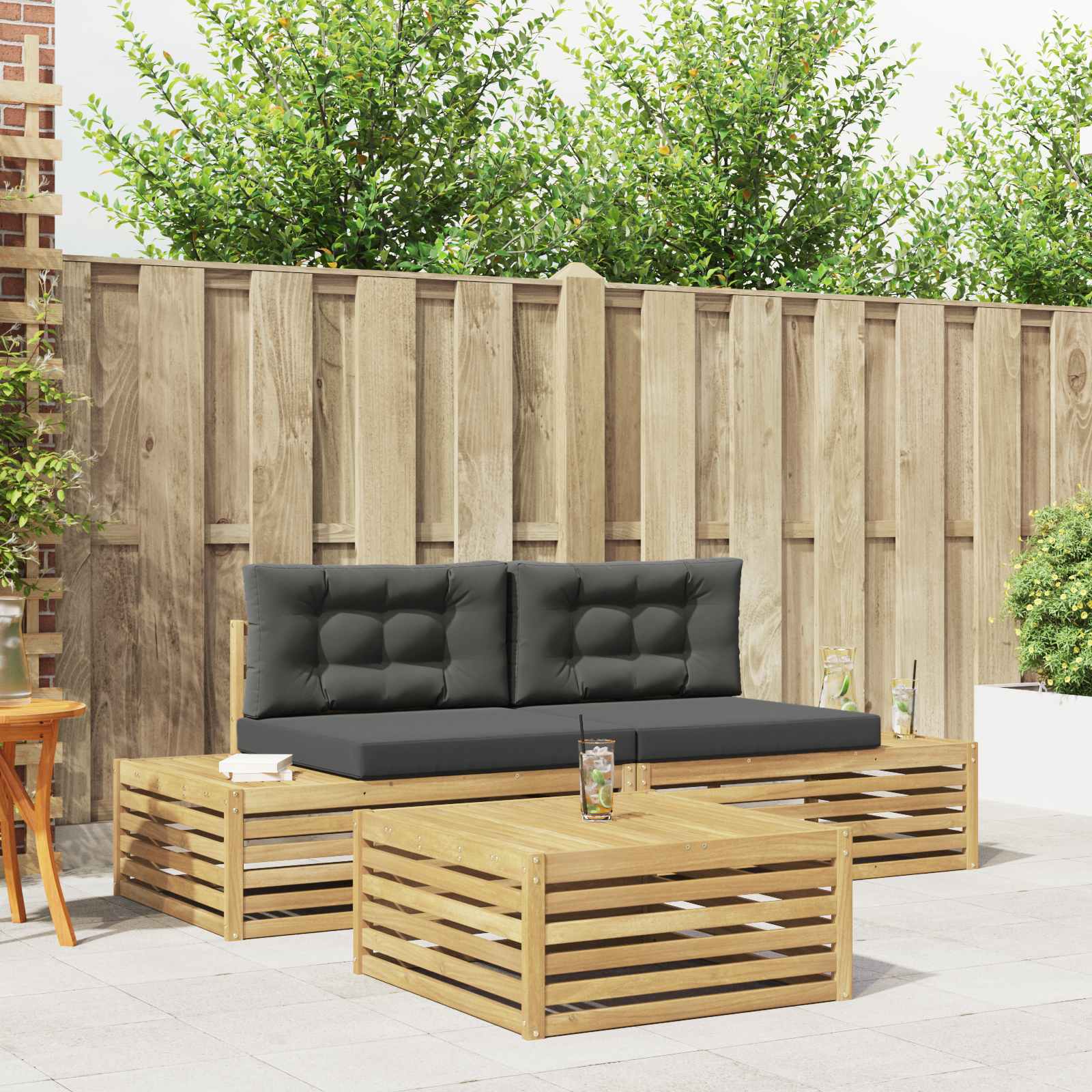 3 Stuk Buiten bankenset Polyester Wit – afbeelding 1