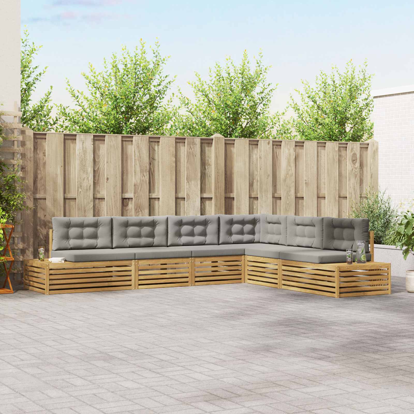 6 Stuk Buiten bankenset Polyester Wit – afbeelding 1