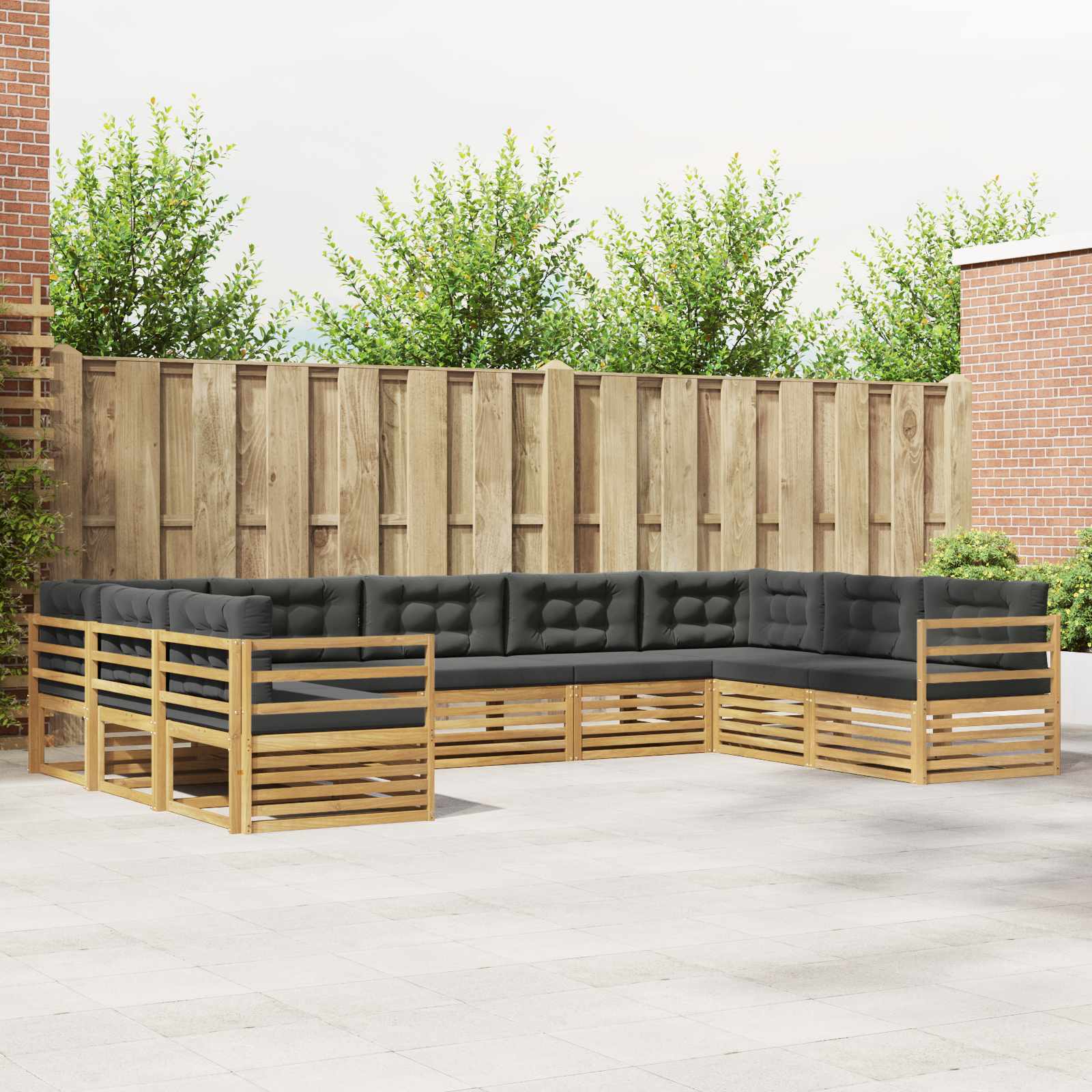 Buiten bankenset 9 pcs Wit en antracietkleurig