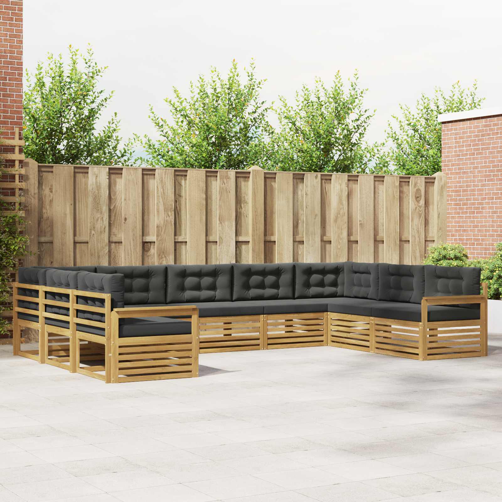 Buiten bankenset met kussen 9 pcs Wit en antracietkleurig – afbeelding 1