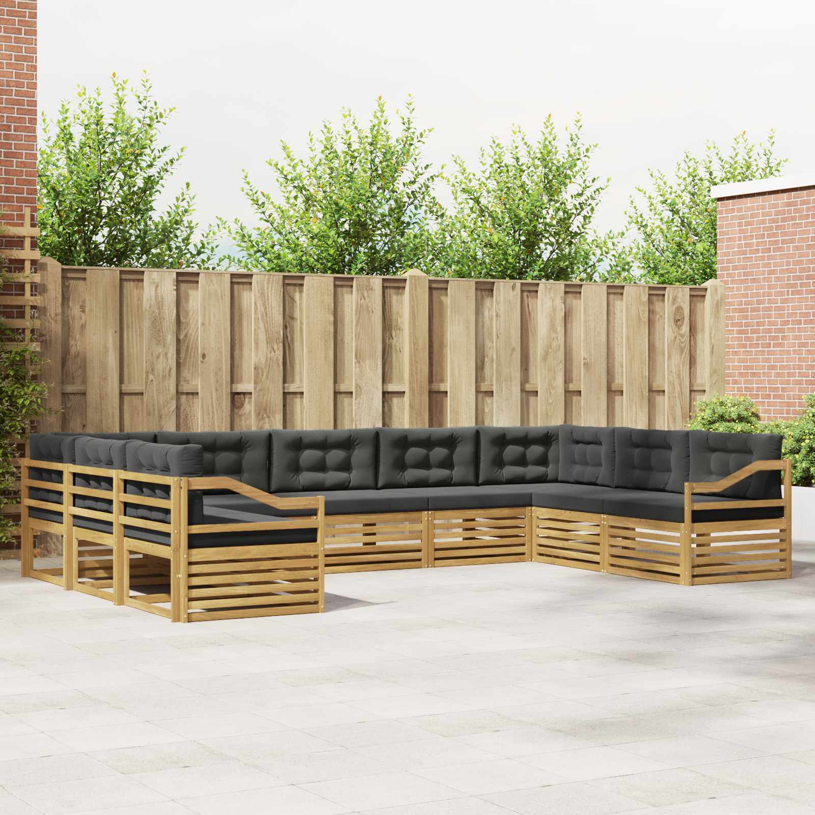 Buiten bankenset 9 pcs Wit en antracietkleurig
