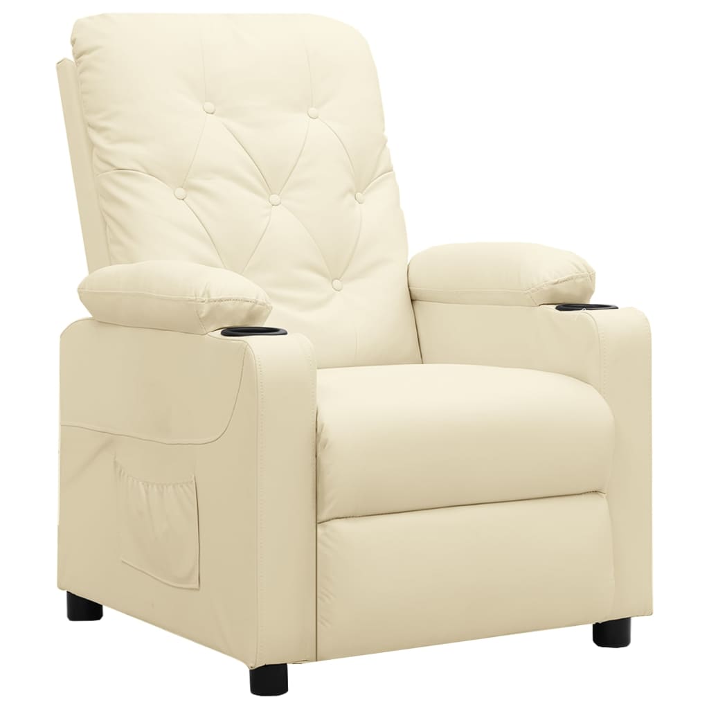 Fauteuil verstelbaar kunstleer crèmekleurig