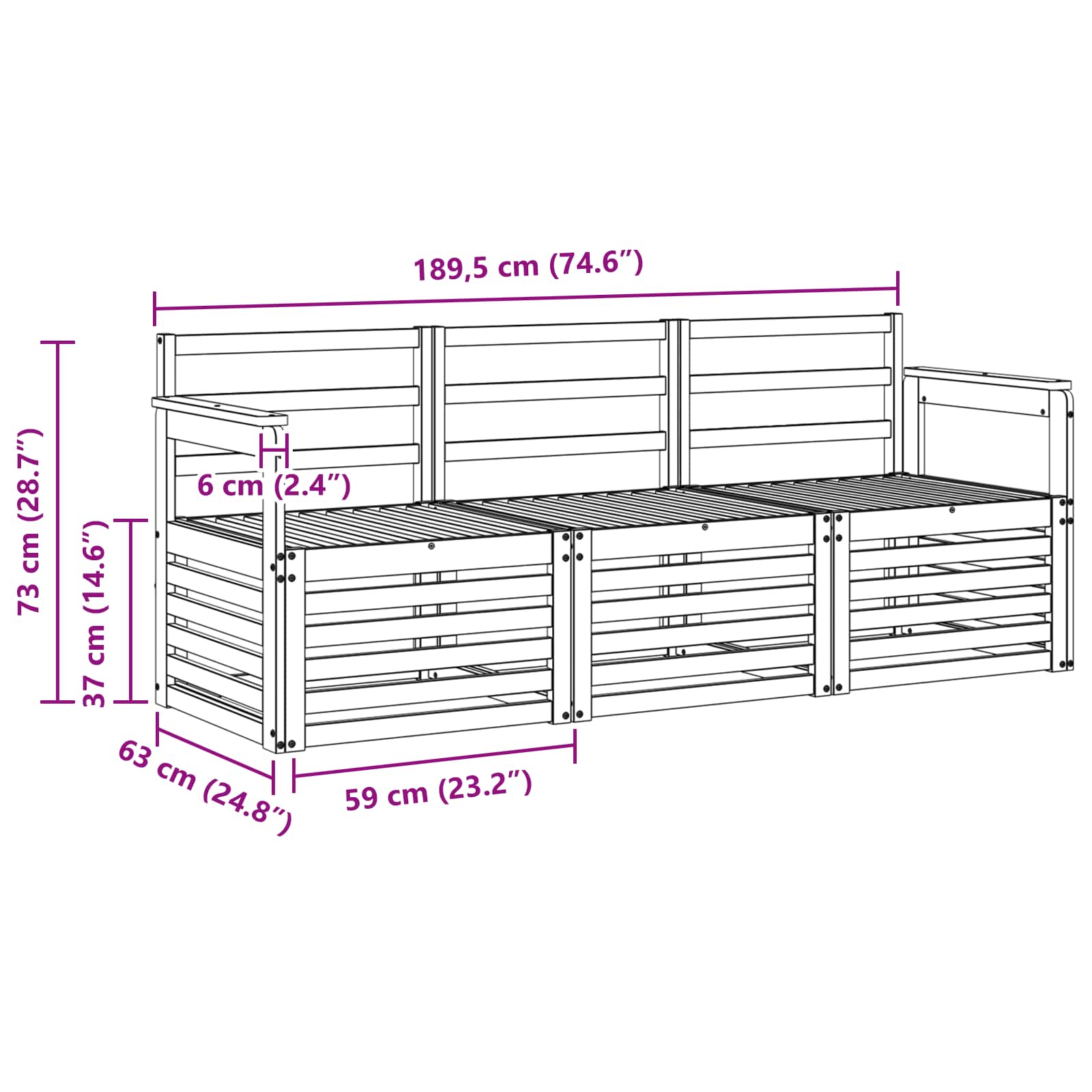 Sofa-Sets Massief Acaciahout – afbeelding 5
